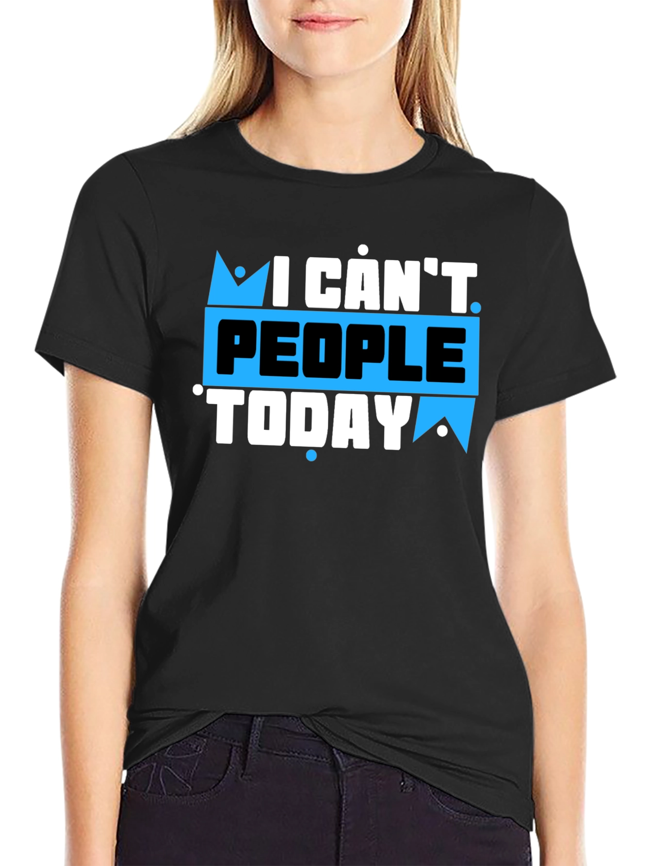 Black I Can't People Today Graphic T-Shirt view 2
