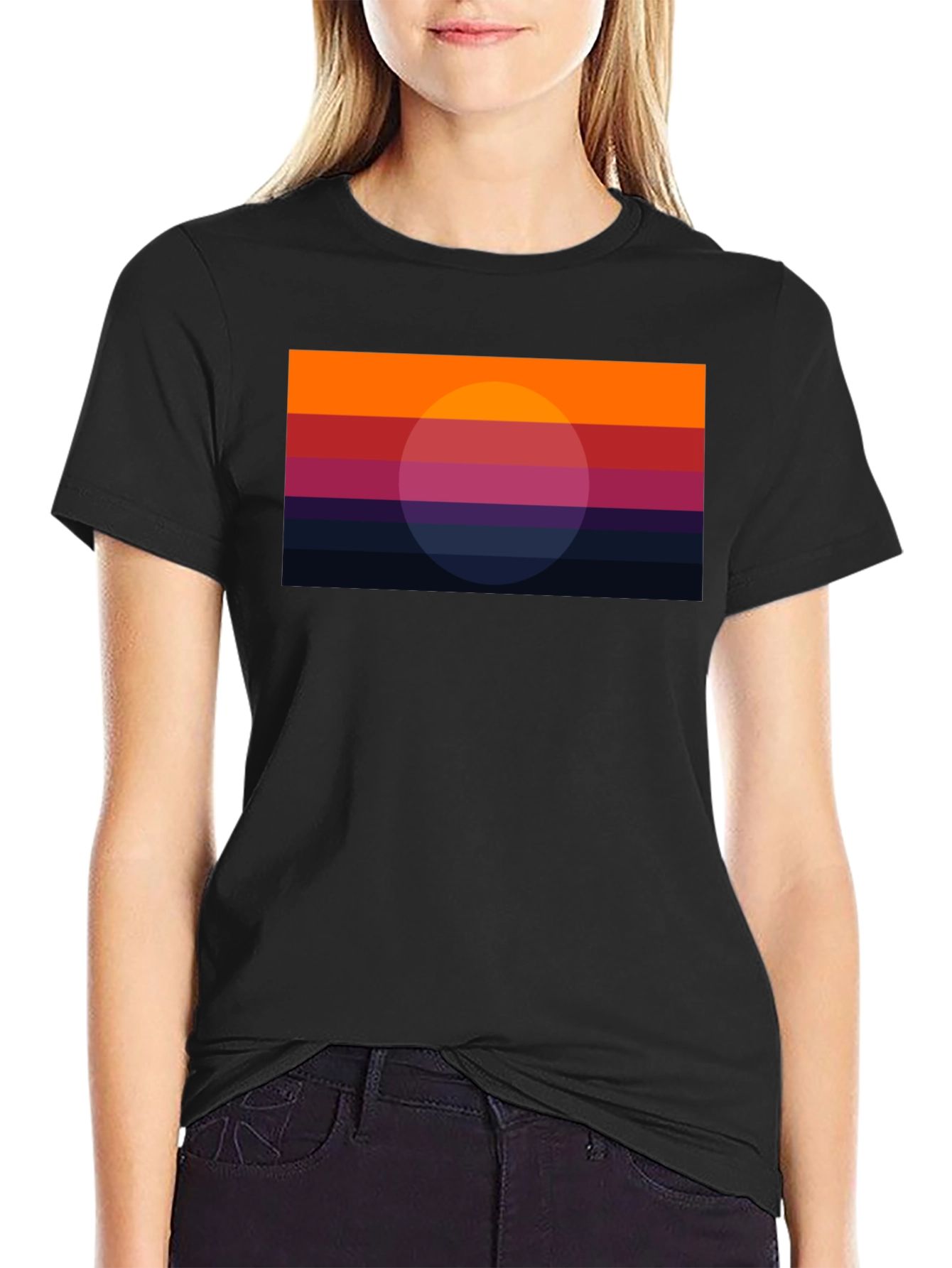 Black Retro Sunset Graphic Tee - Stylish & Unique Design view 2