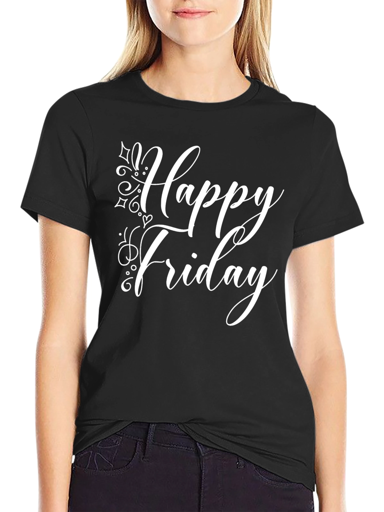 Black Happy Friday Graphic T-Shirt - Men's Black Tee view 2