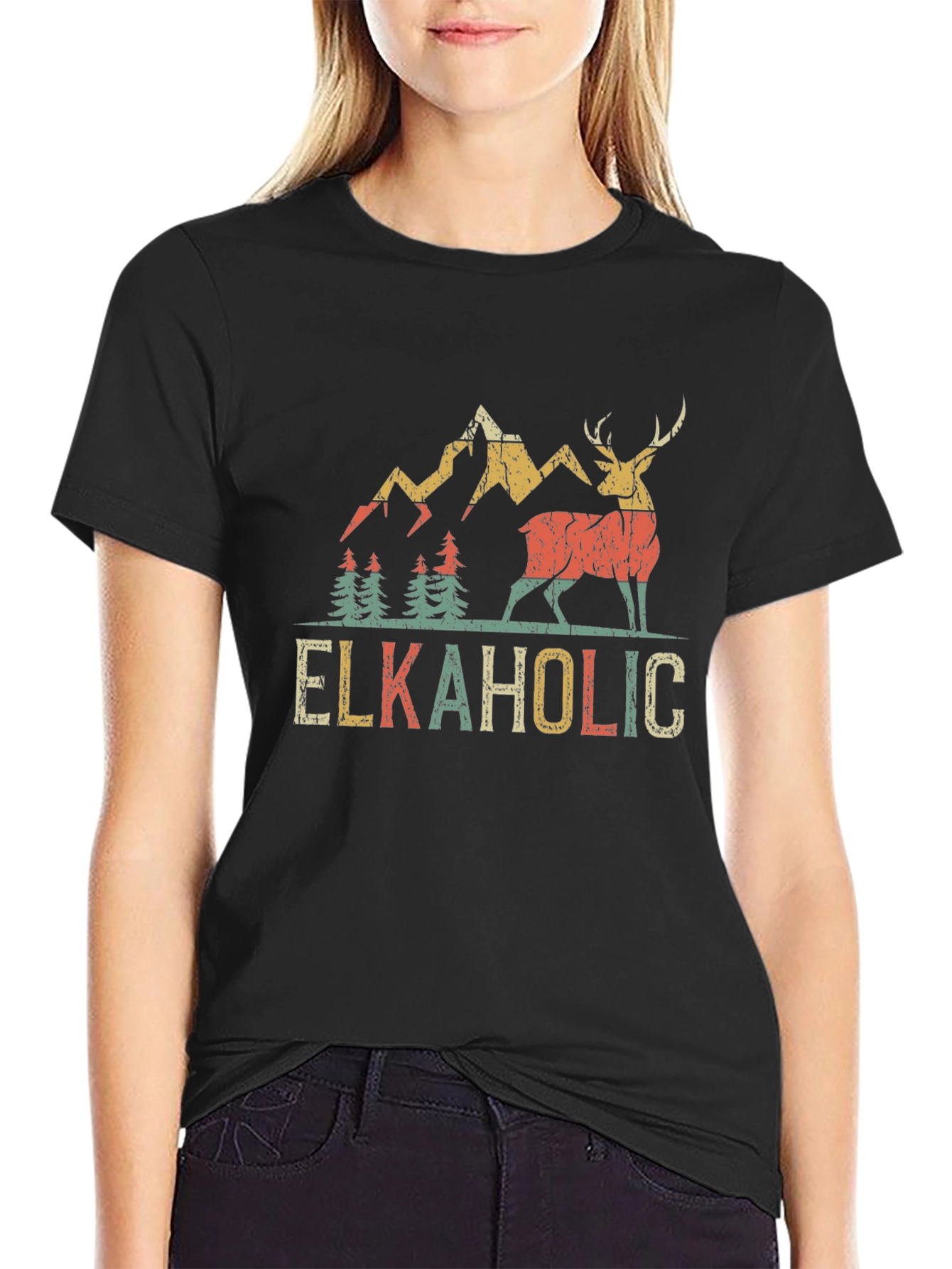 Black Elkaholic Graphic Tee - Men's Black T-Shirt view 2