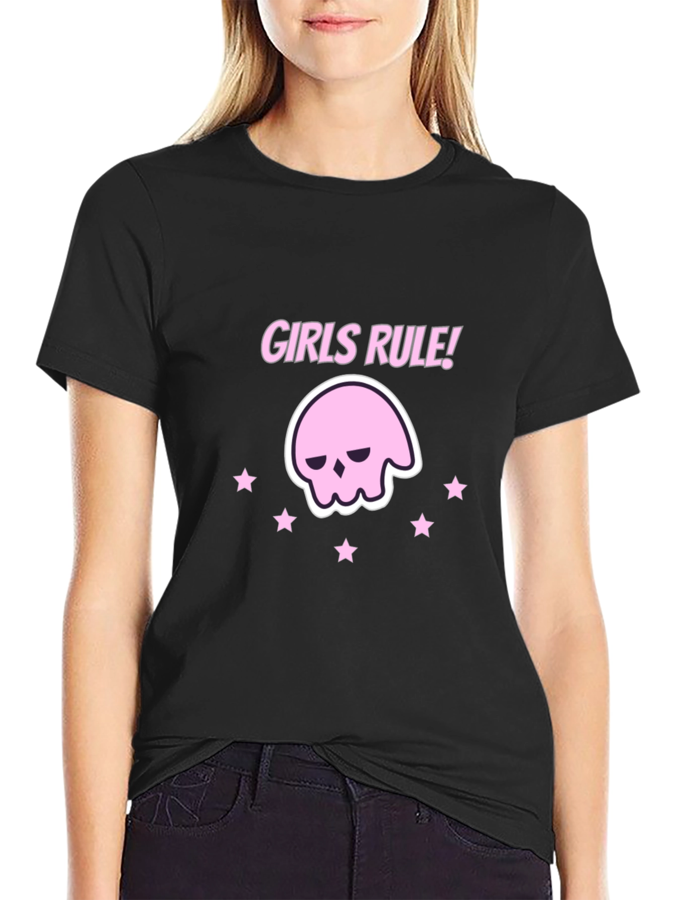 Black Girls Rule! Graphic Tee - Black Cotton T-Shirt view 2