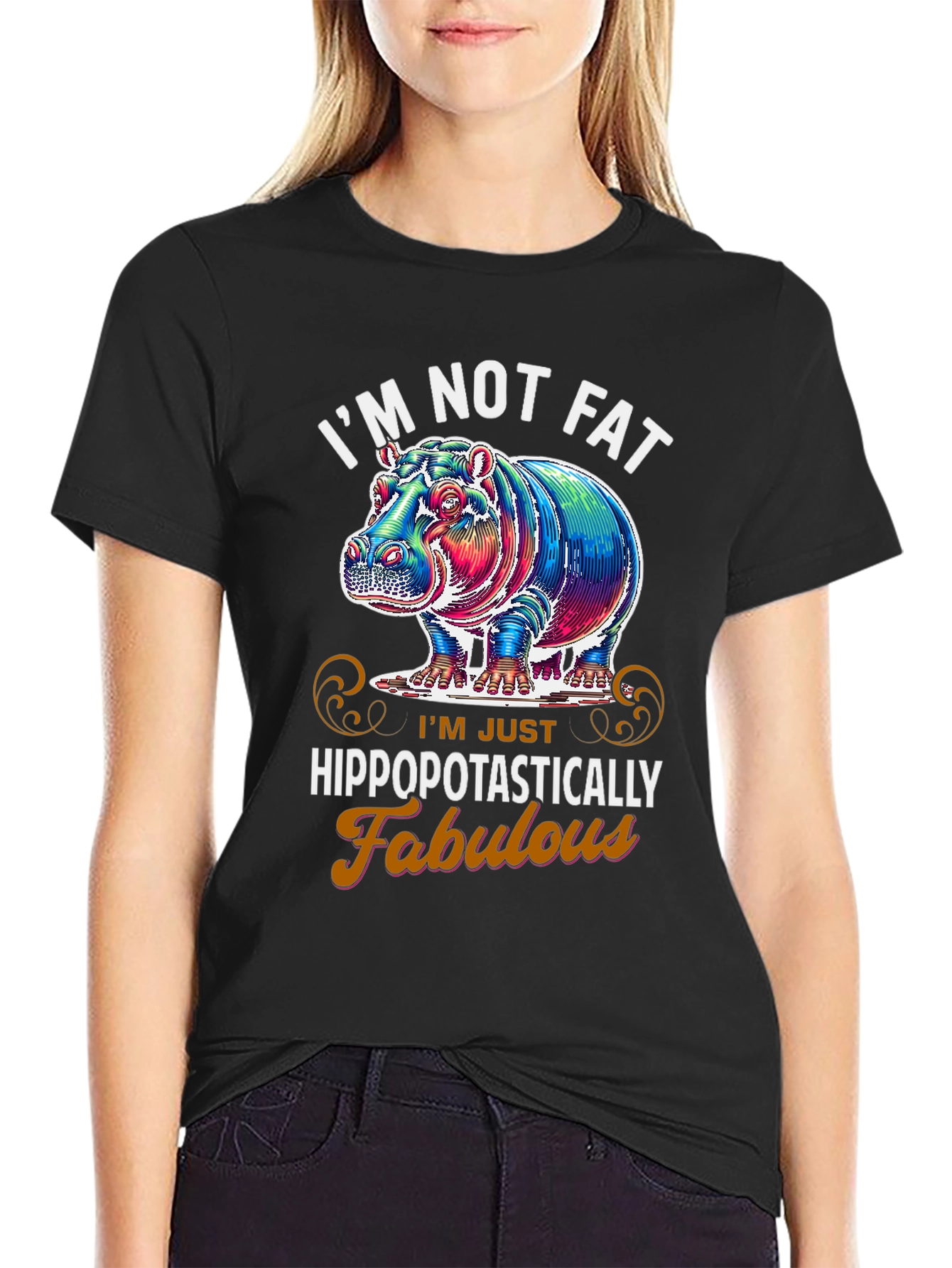 Black Hippopotastically Fabulous T-Shirt view 2