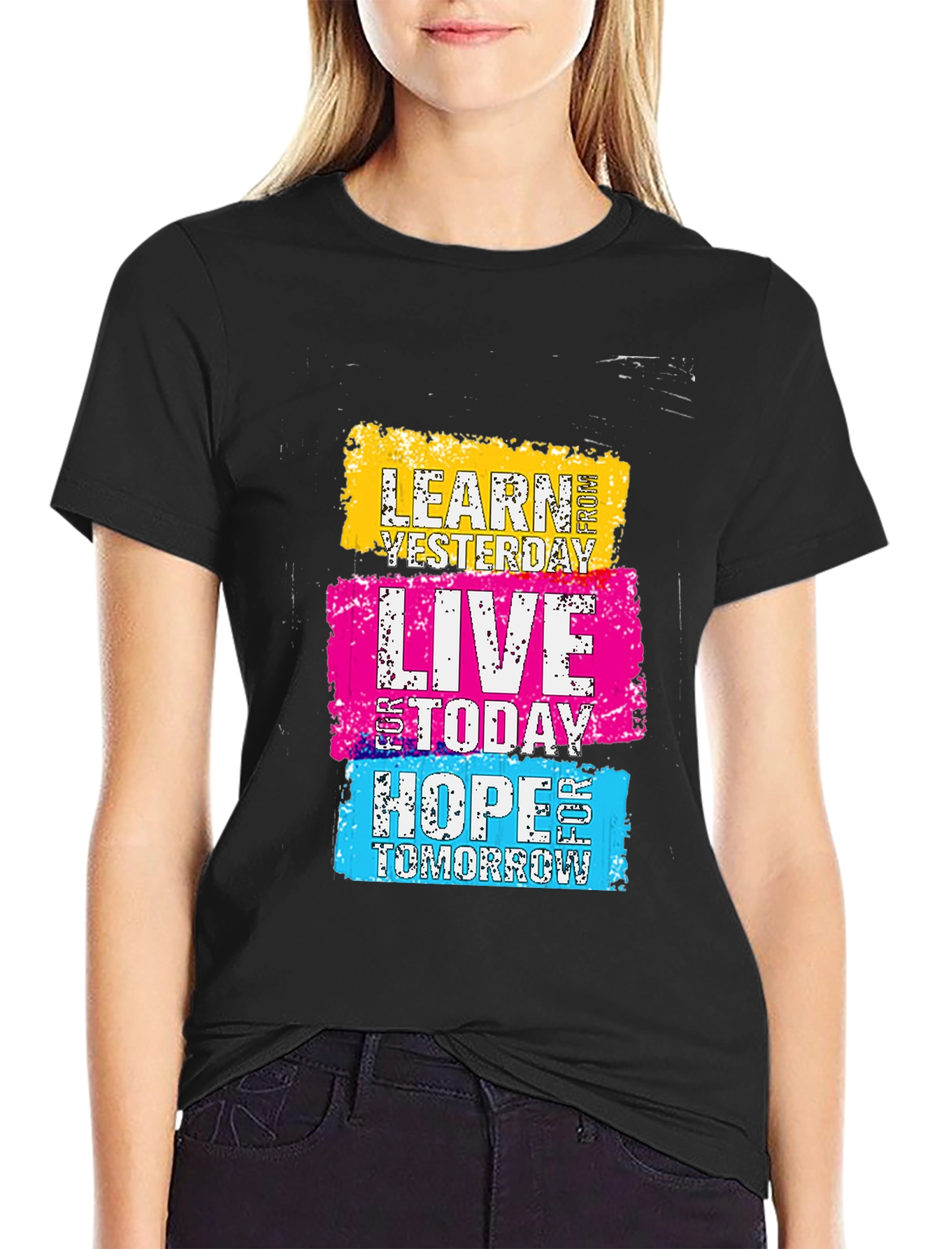 Black Motivational Learn Live Hope Graphic Tee view 2