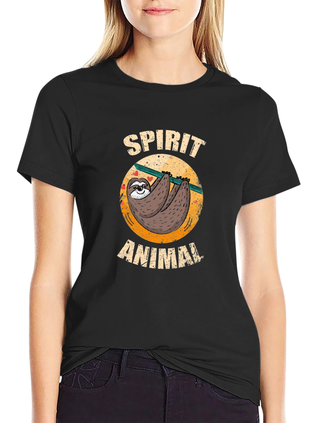 Black Spirit Animal Sloth Tee view 2