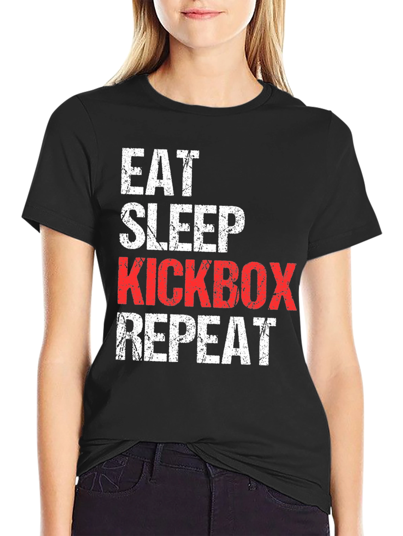 Black Eat Sleep Kickbox Repeat T-Shirt view 2