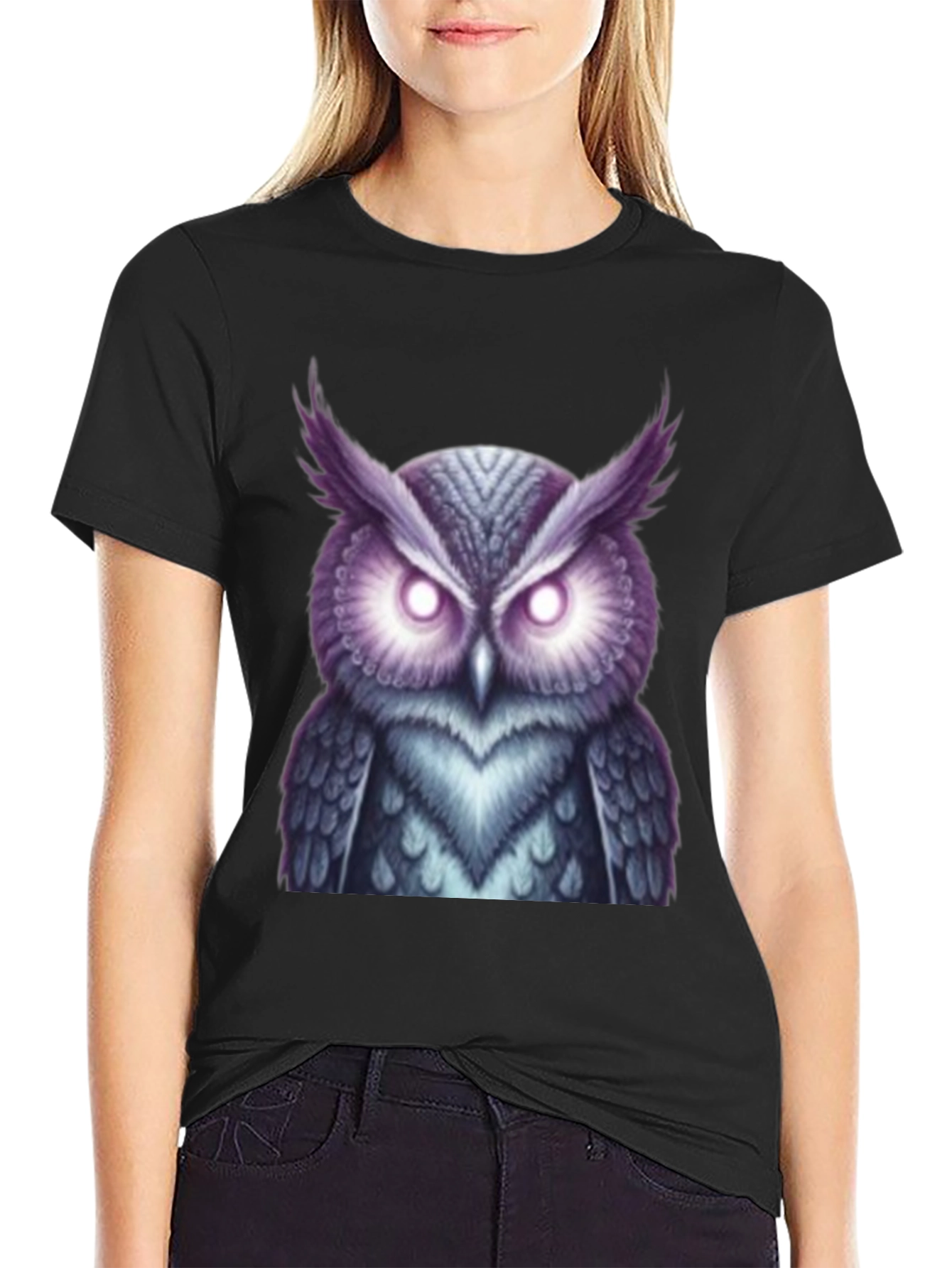 Mystic Owl Graphic Tee - Black Cotton - 2