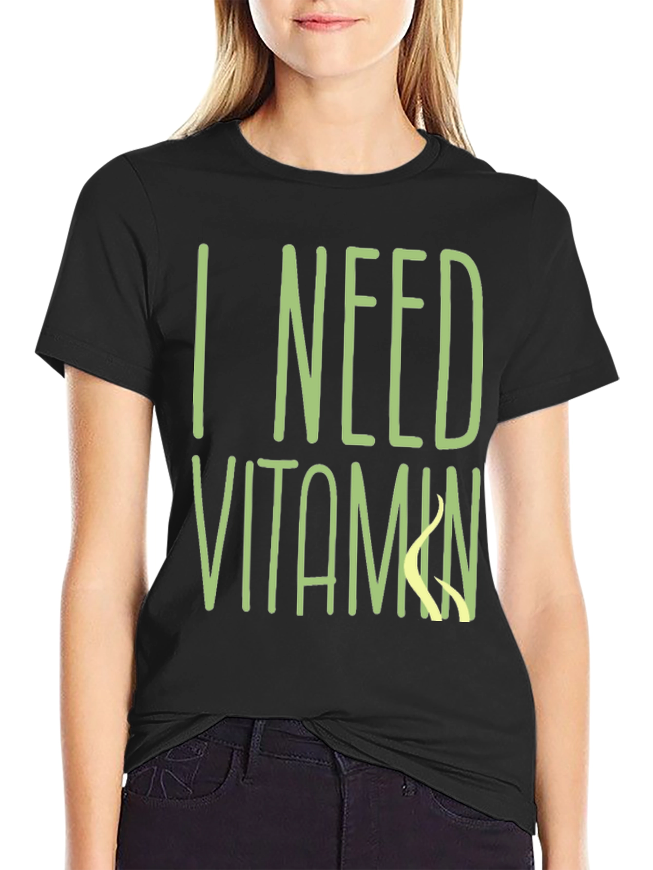 Black I Need Vitamin Sea T-Shirt - Black Cotton Tee view 2