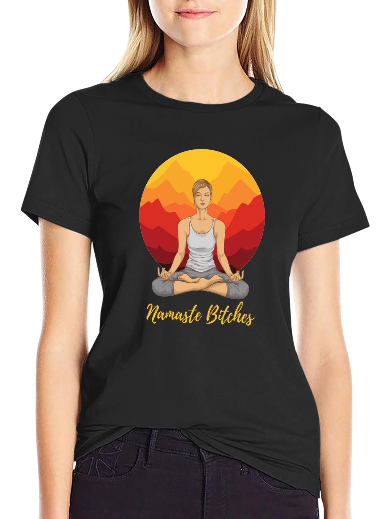 Black Namaste Bitches Yoga Tee view 2