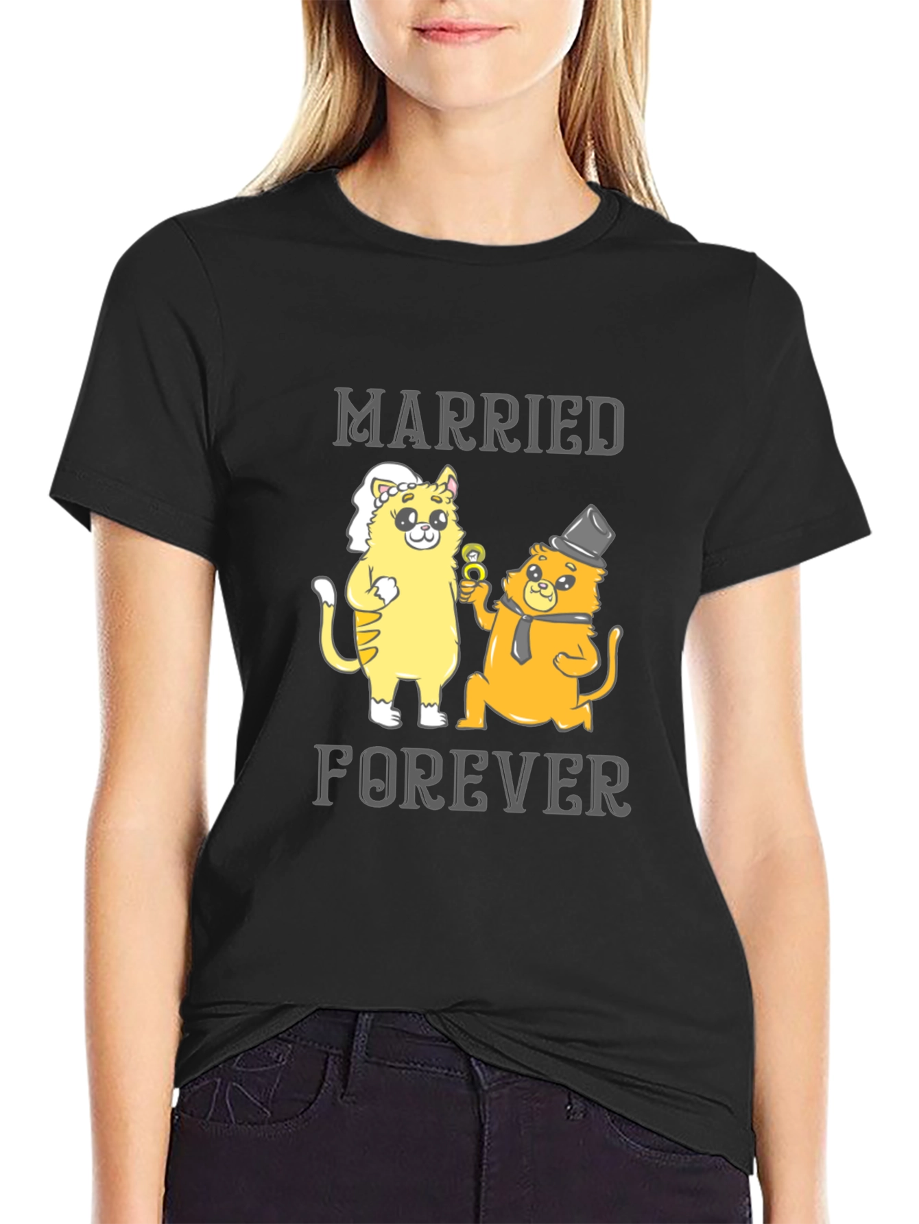 Black Married Forever Cats T-Shirt view 2