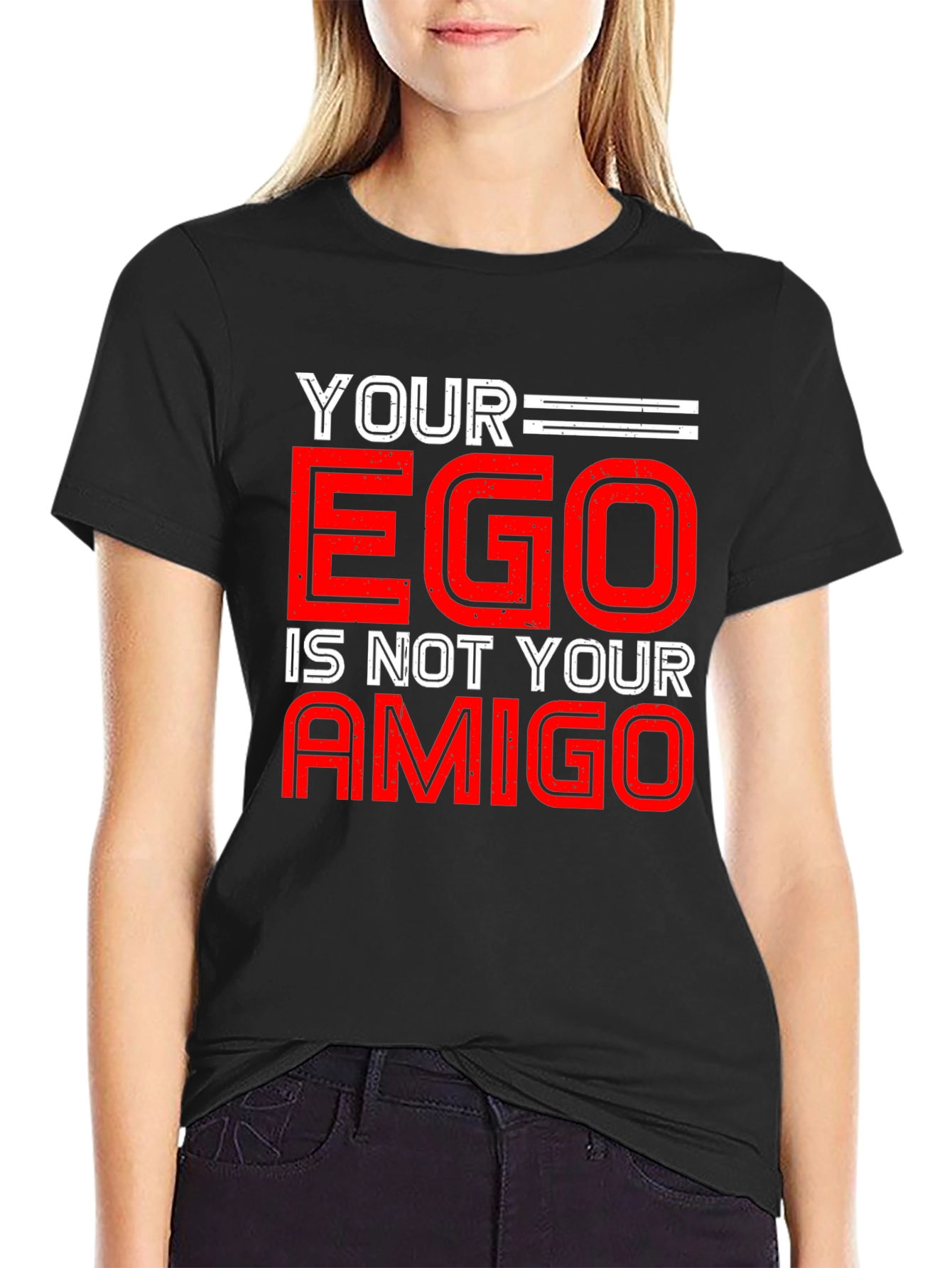 Black Your Ego is Not Your Amigo Graphic Tee view 2
