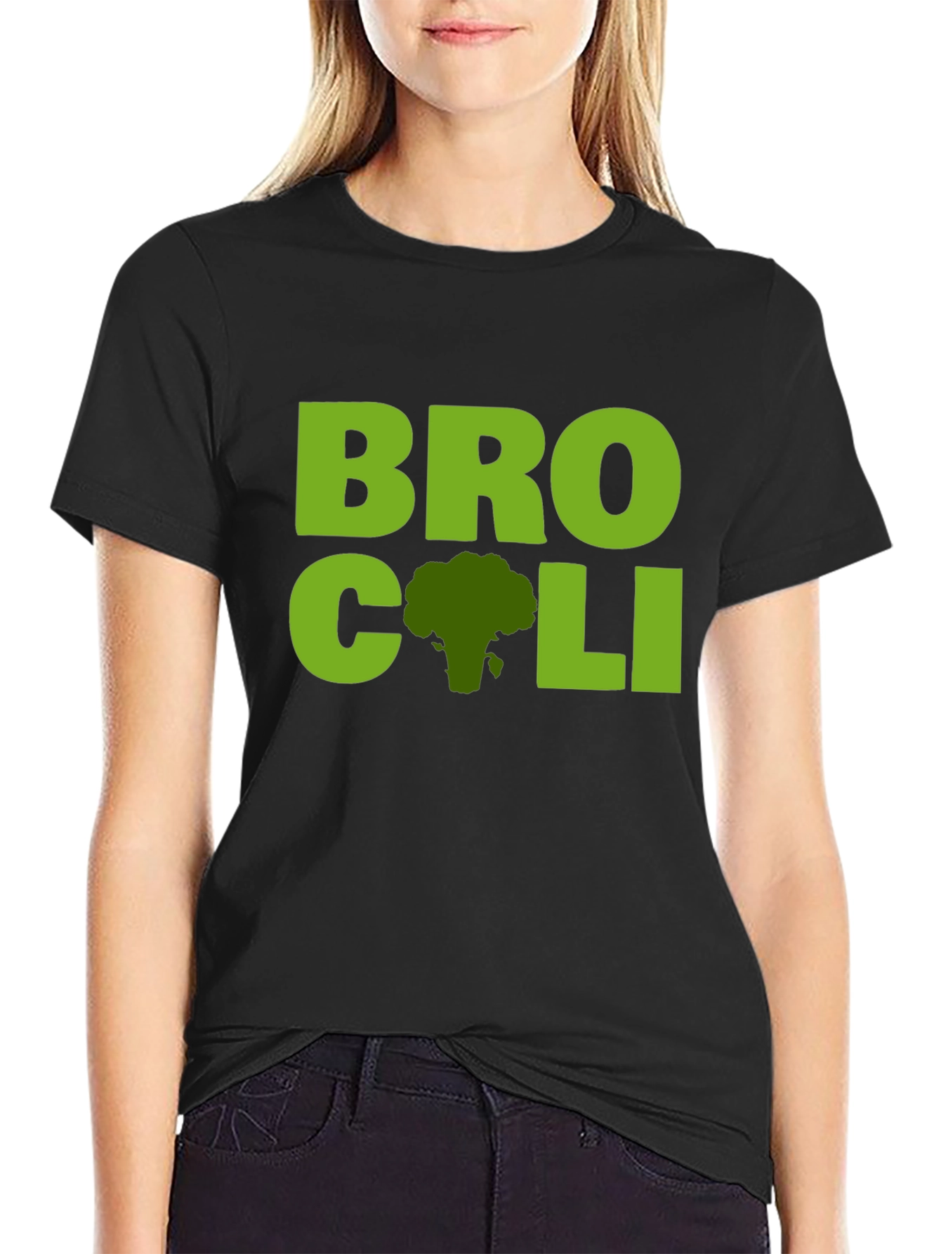 Black Broccoli Graphic Tee - Vegan Humor T-Shirt view 2