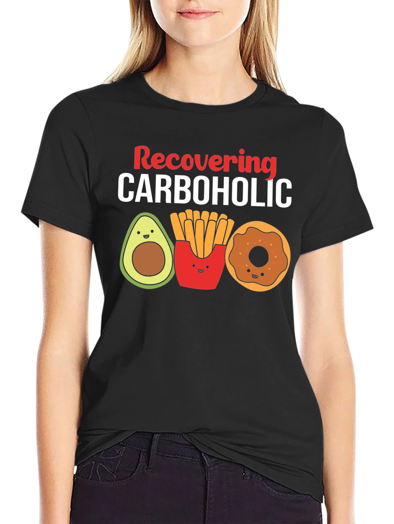 Black Recovering Carboholic Graphic T-Shirt view 2