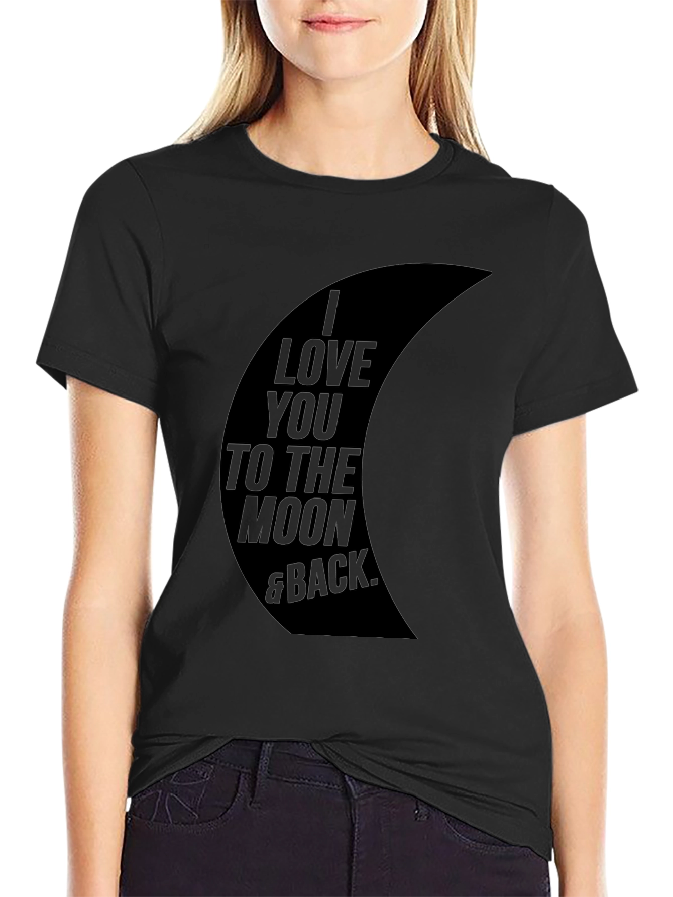 Black I Love You to the Moon & Back Graphic Tee - Black view 2