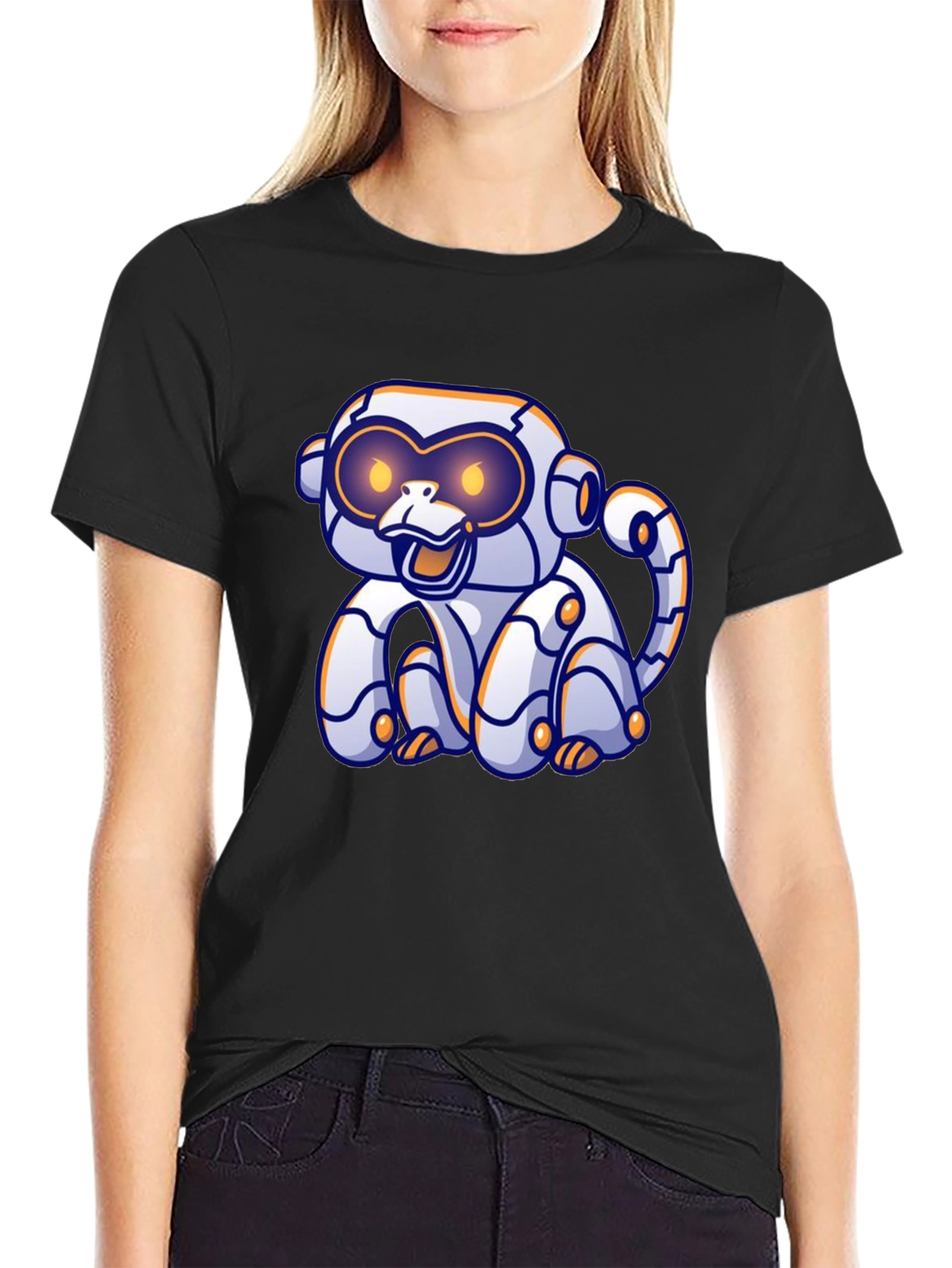 Black Robotic Monkey Graphic T-Shirt - Black view 2