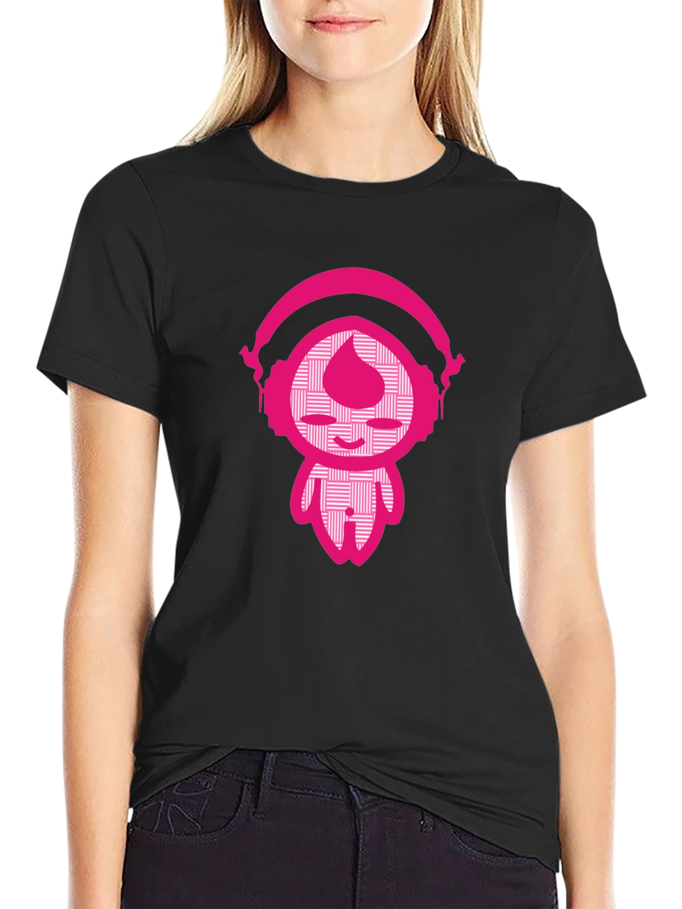 Black Funky Pink DJ Graphic Black T-Shirt view 2