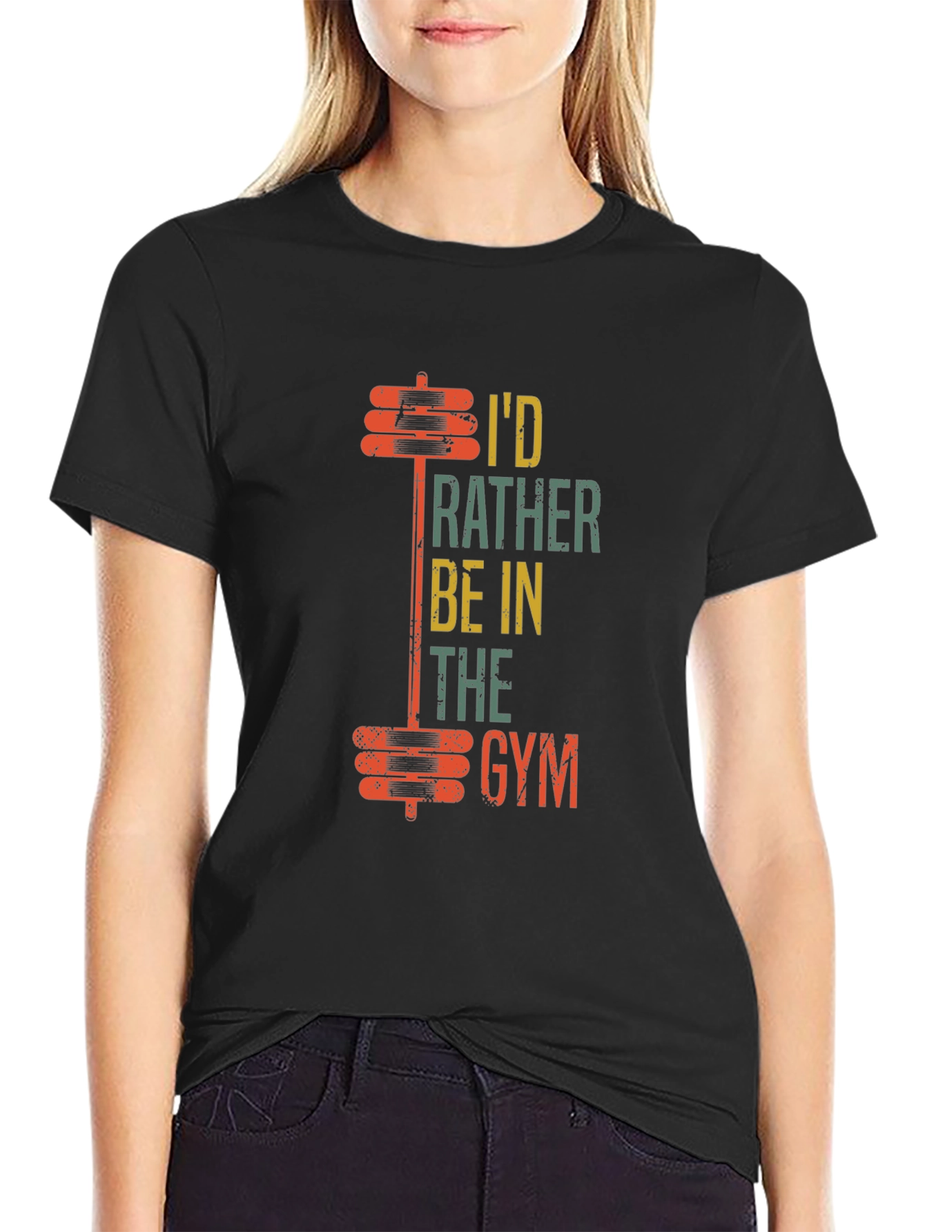 Black Gym Rat Graphic T-Shirt - I'd Rather Be In The Gym Tee view 2