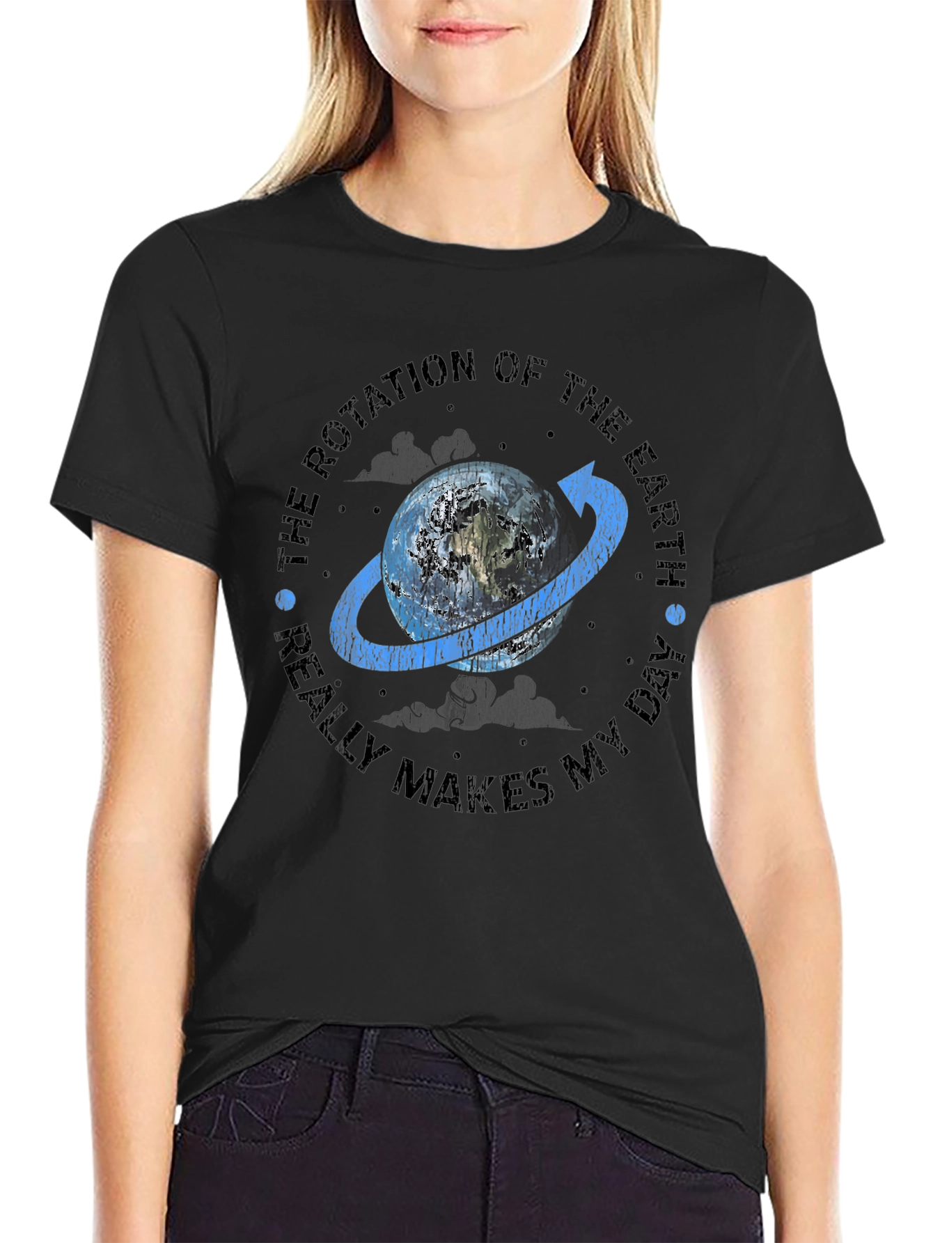 Black Rotation of the Earth T-Shirt - Funny Science Tee view 2