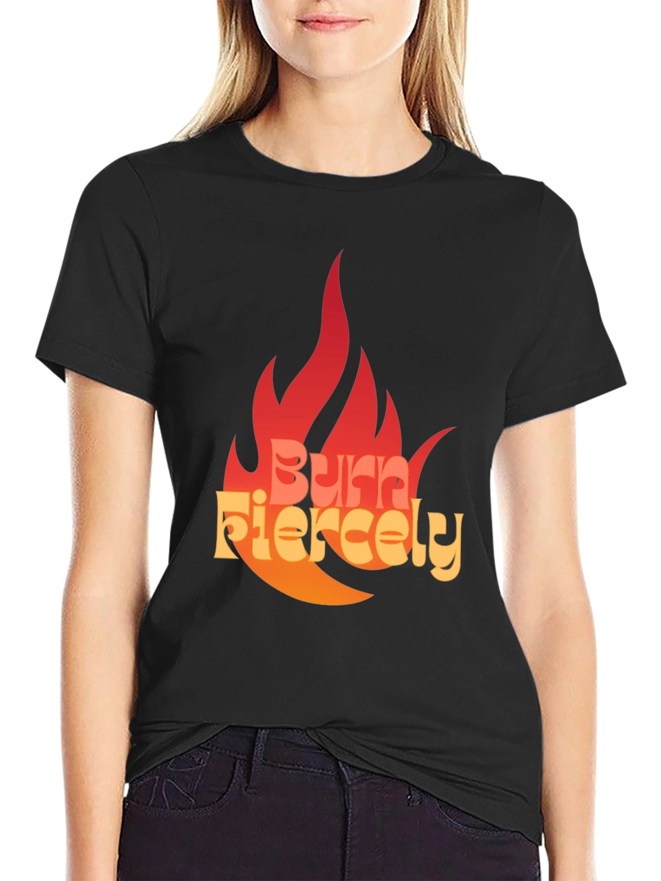 Black Burn Fiercely Graphic T-Shirt - Bold Statement Tee view 2