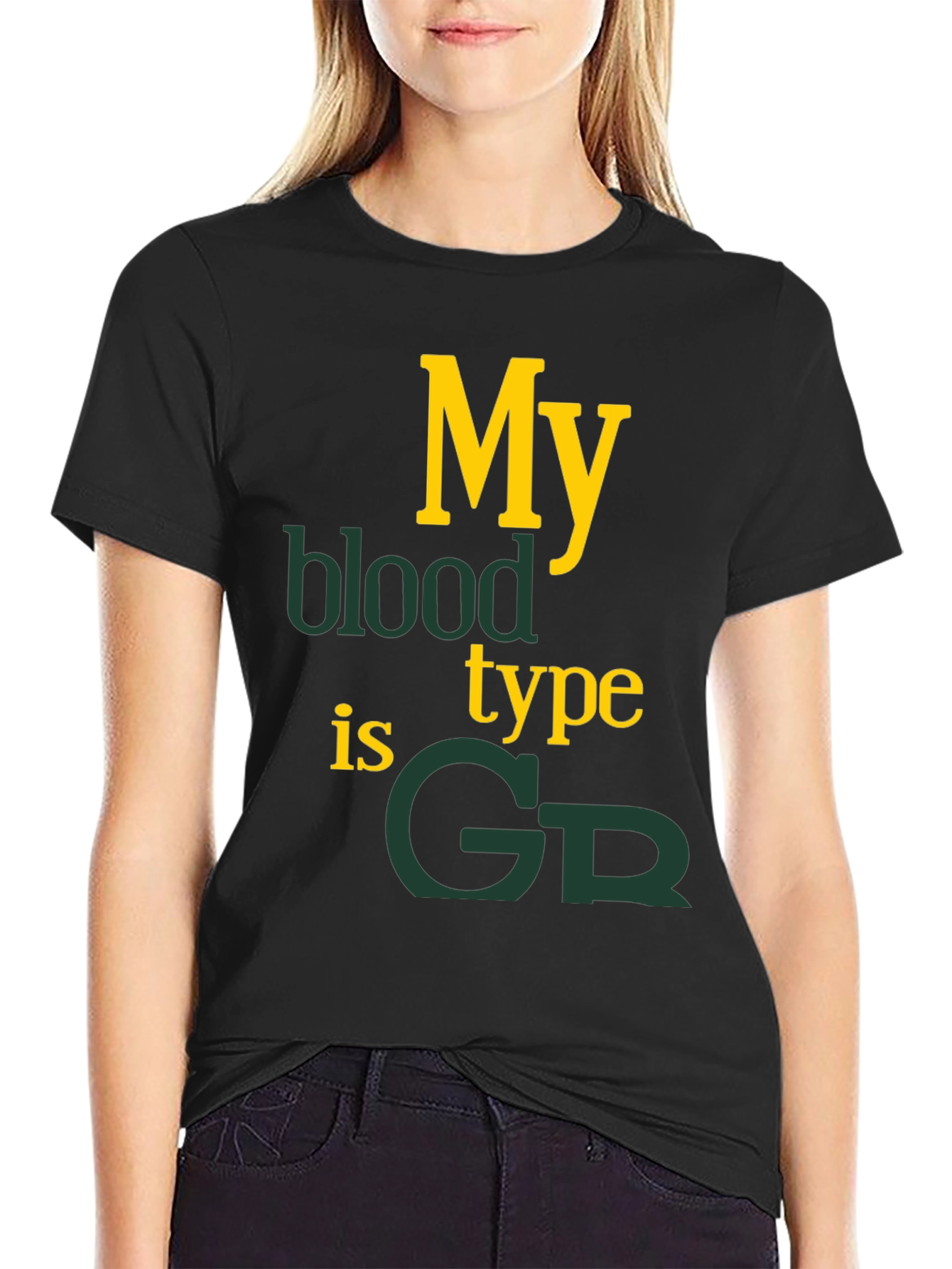 Black My Blood Type is GR Graphic T-Shirt view 2