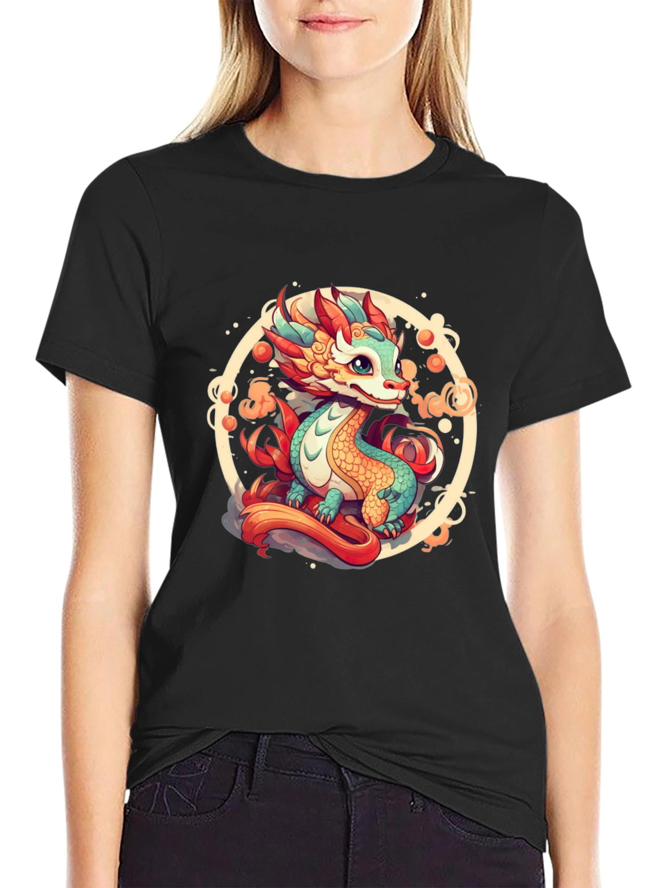 Cute Dragon Graphic Tee - Black T-Shirt - 2