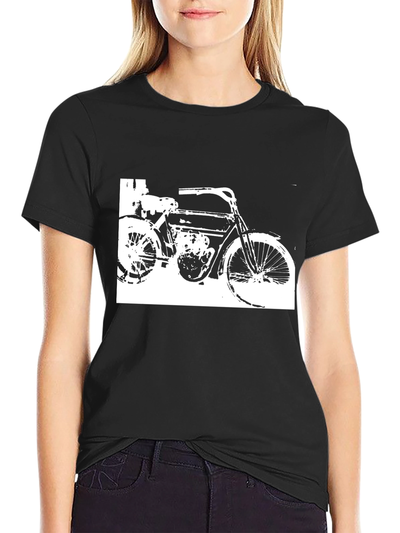 Black Vintage Motorcycle Graphic Black T-Shirt view 2