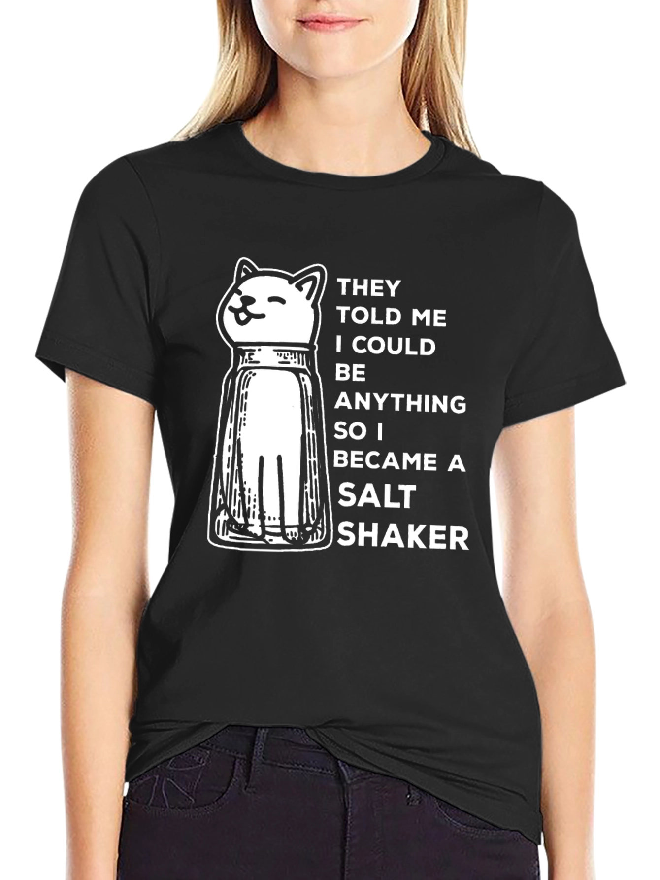 Black Cat Salt Shaker T-Shirt - Be Anything view 2