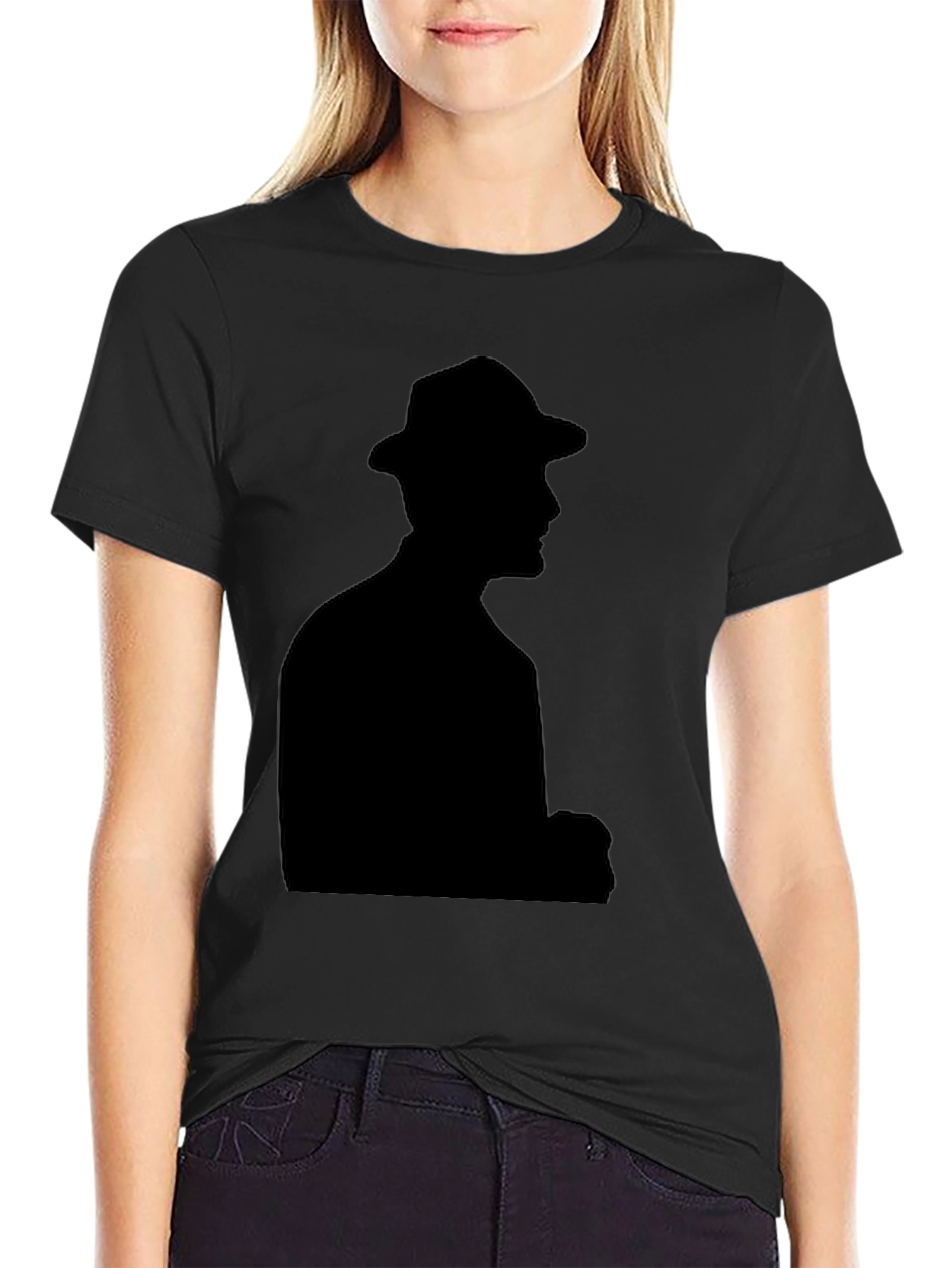 Black Shadow Man Graphic Tee - Cool & Stylish Black T-Shirt view 2