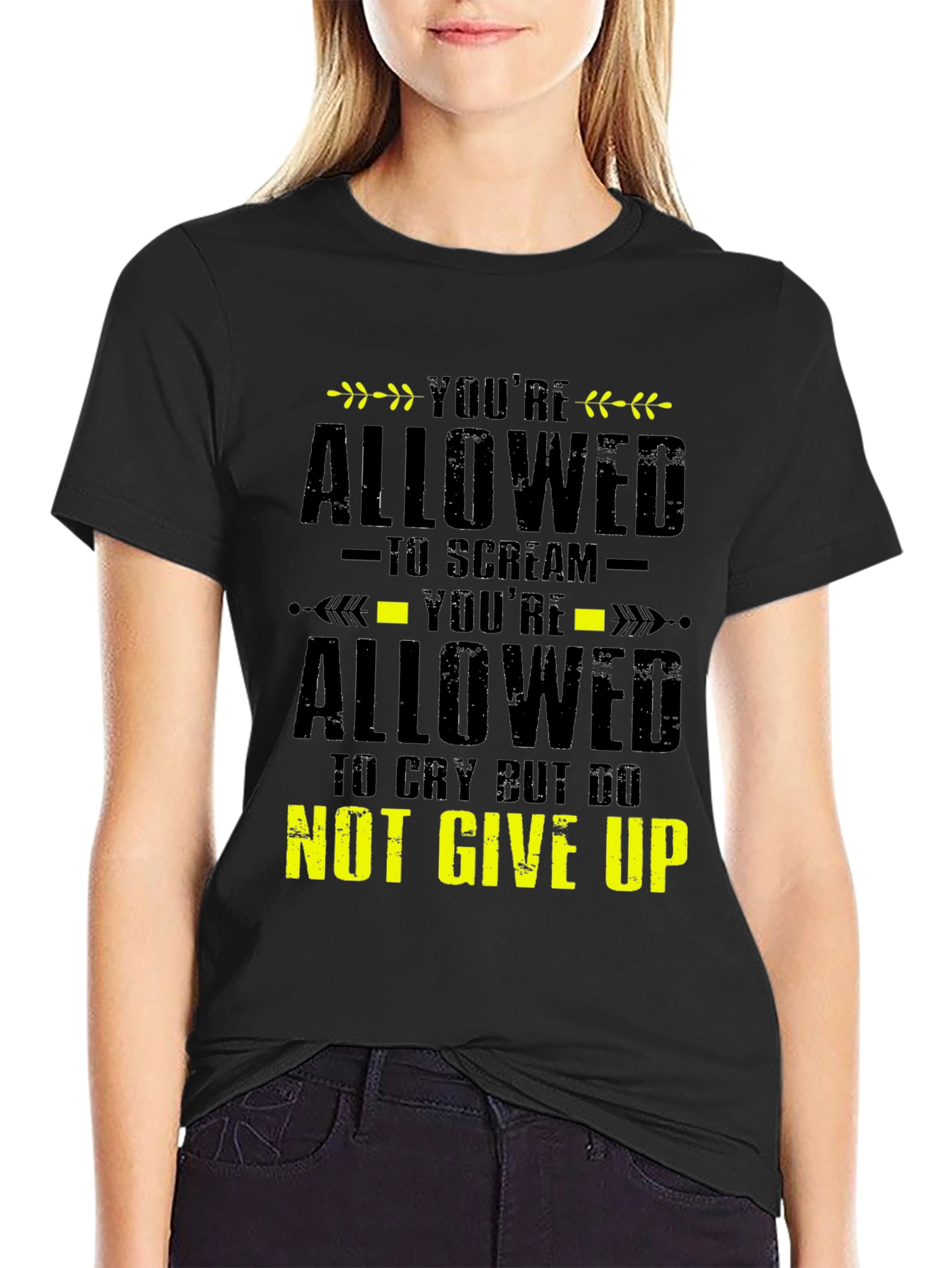 Black Motivational Graphic Tee - You're Allowed to Scream view 2