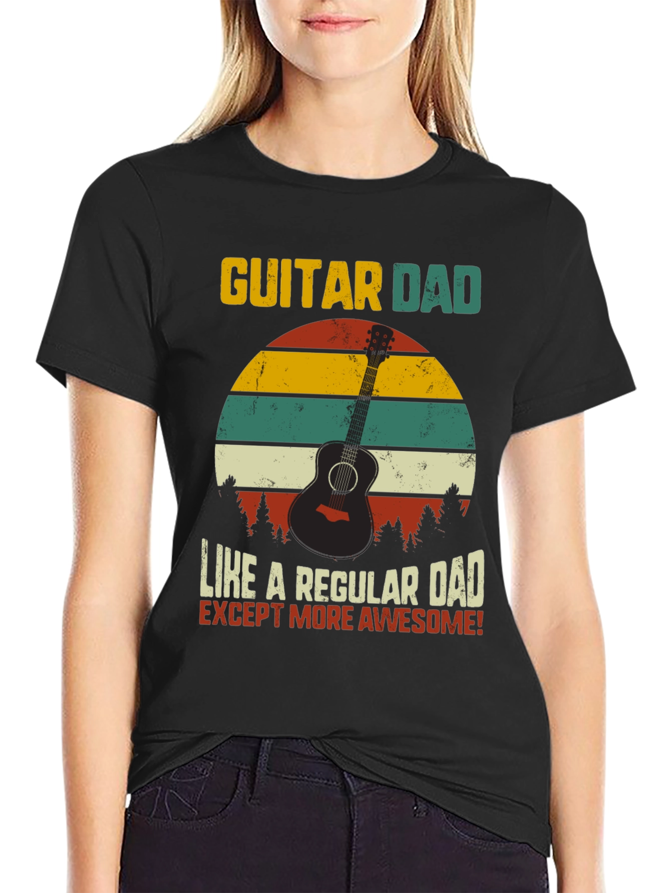 Black Guitar Dad Awesome T-Shirt view 2