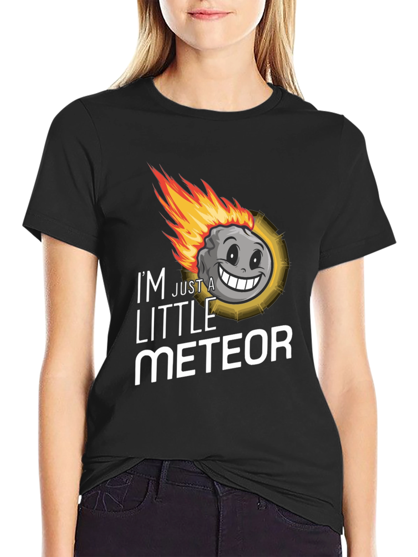 Black I'm Just a Little Meteor Graphic T-Shirt view 2