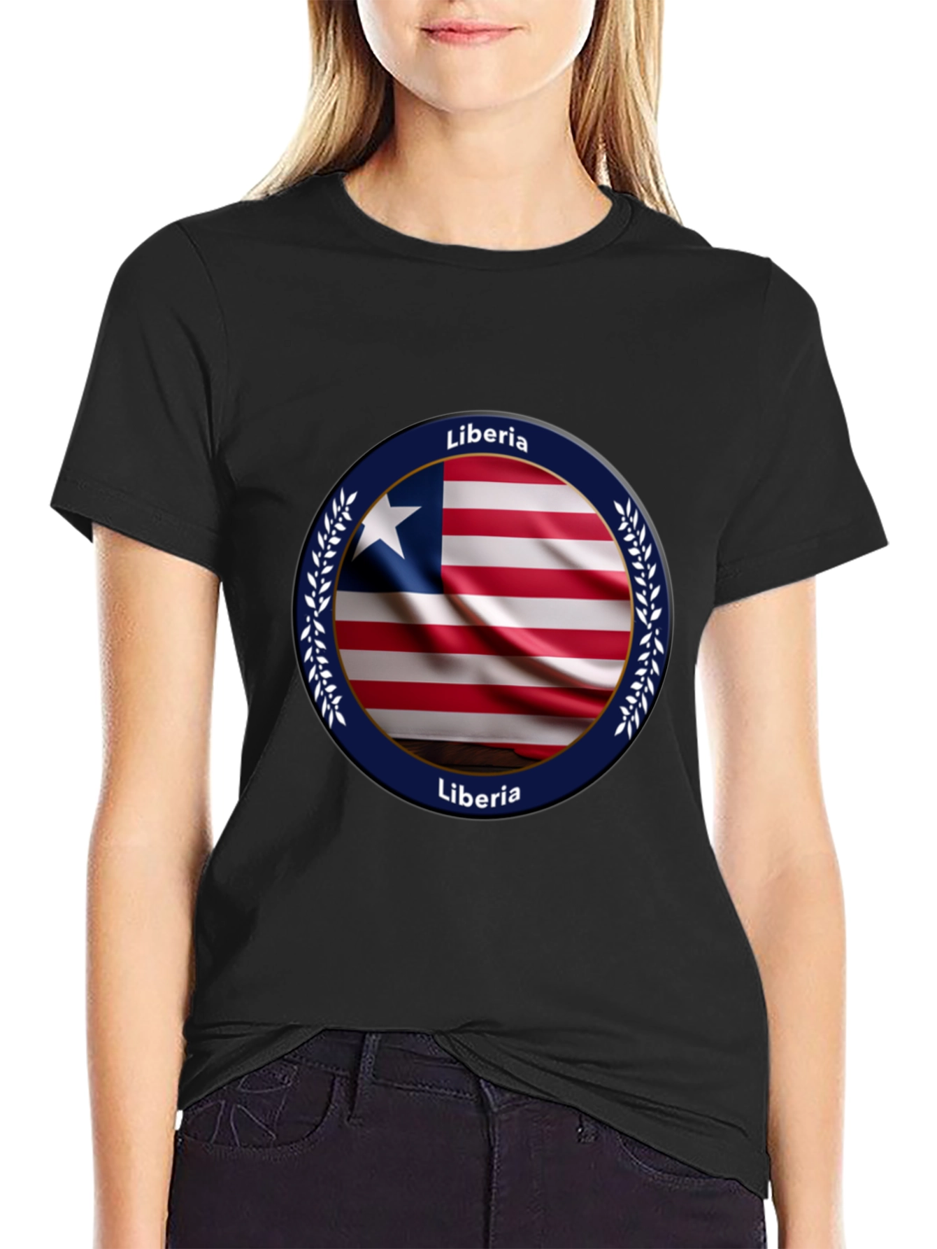 Black Liberia Flag T-Shirt view 2