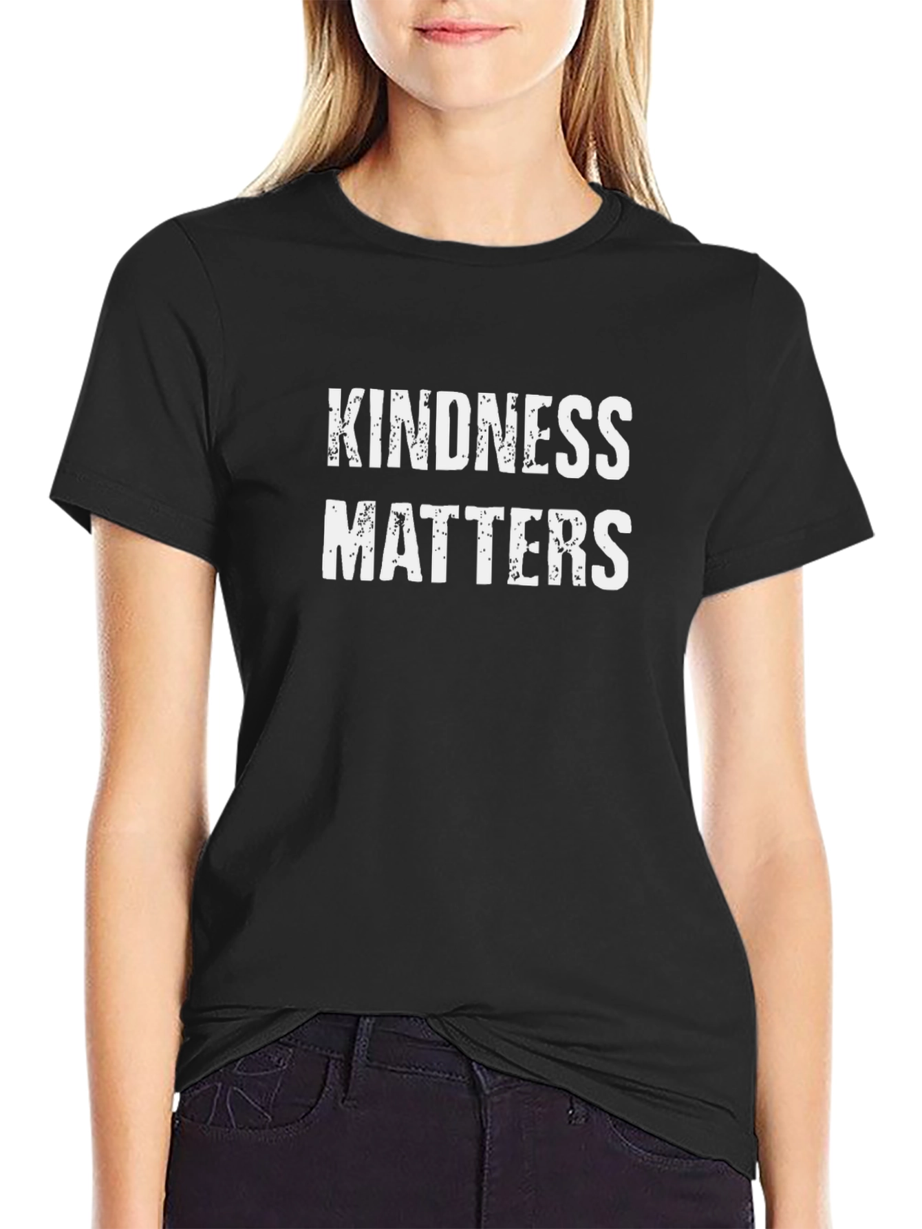 Black Kindness Matters Graphic Tee - Black Cotton Blend view 2