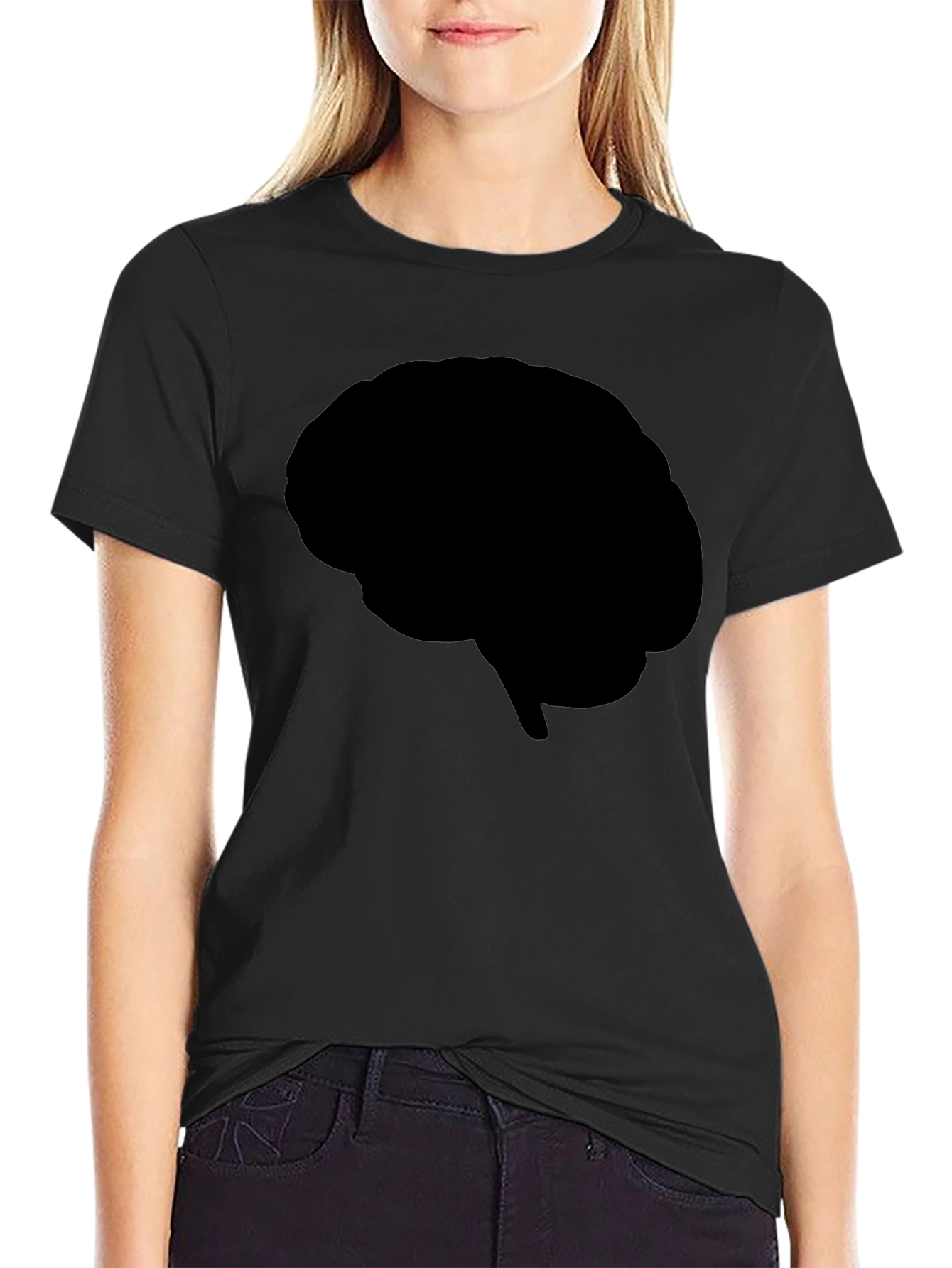 Black Brain Silhouette T-Shirt - Black Graphic Tee view 2