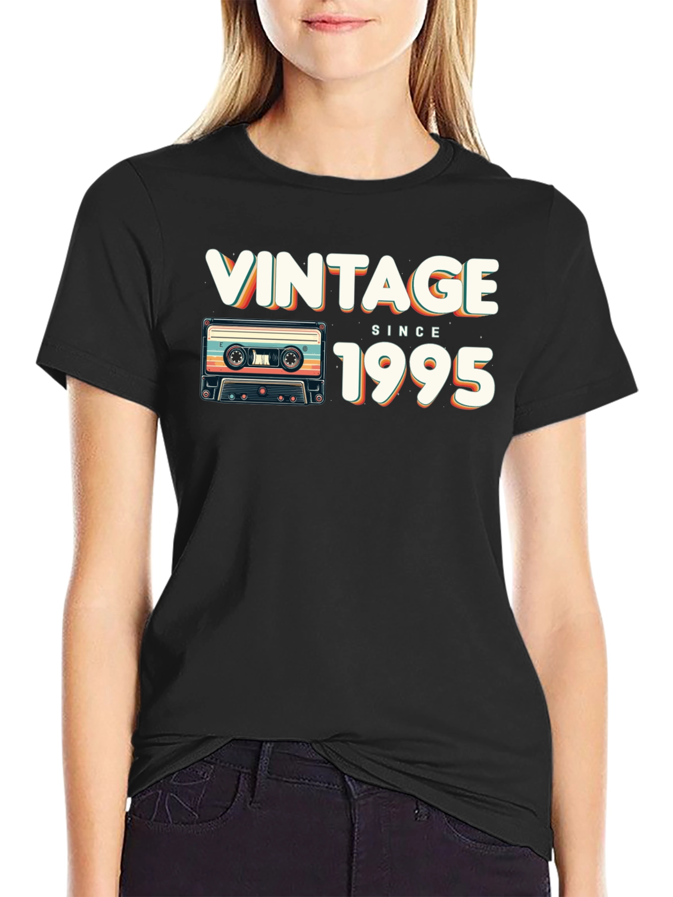 Black Vintage Since 1995 T-Shirt Retro Cassette view 2