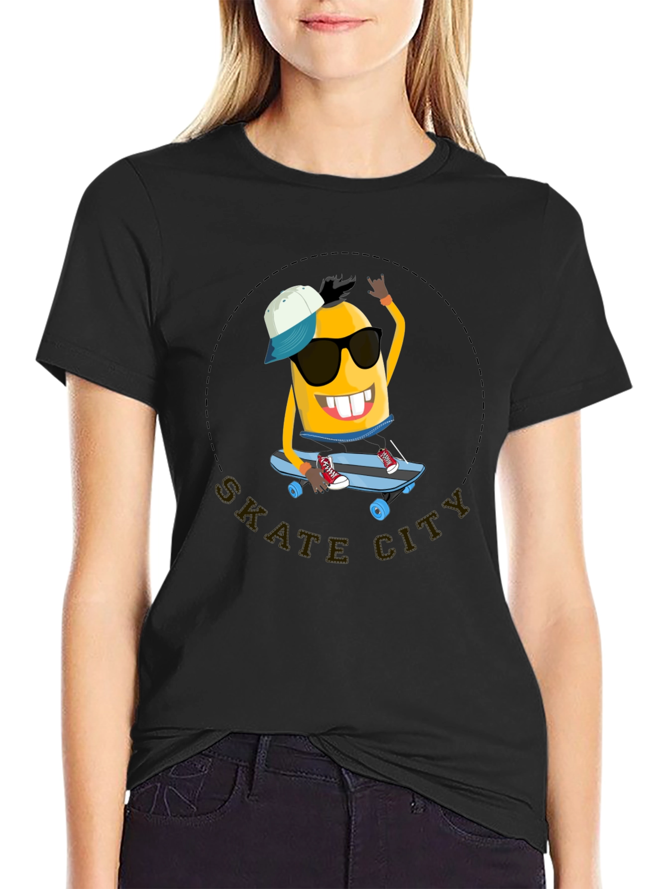 Black Skate City Minion T-Shirt - Cool Black Tee view 2