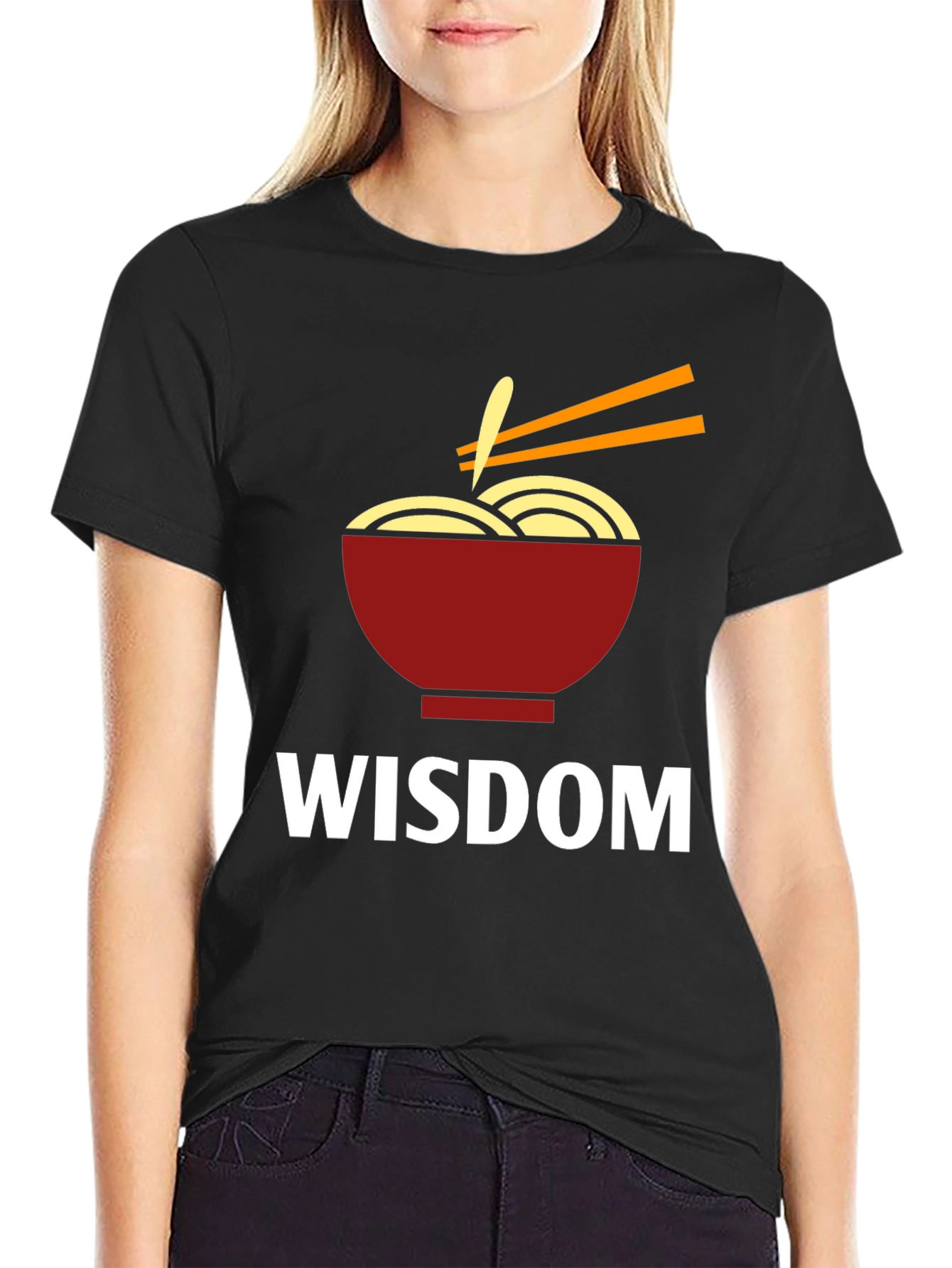 Black Wisdom Ramen Bowl Graphic T-Shirt view 2