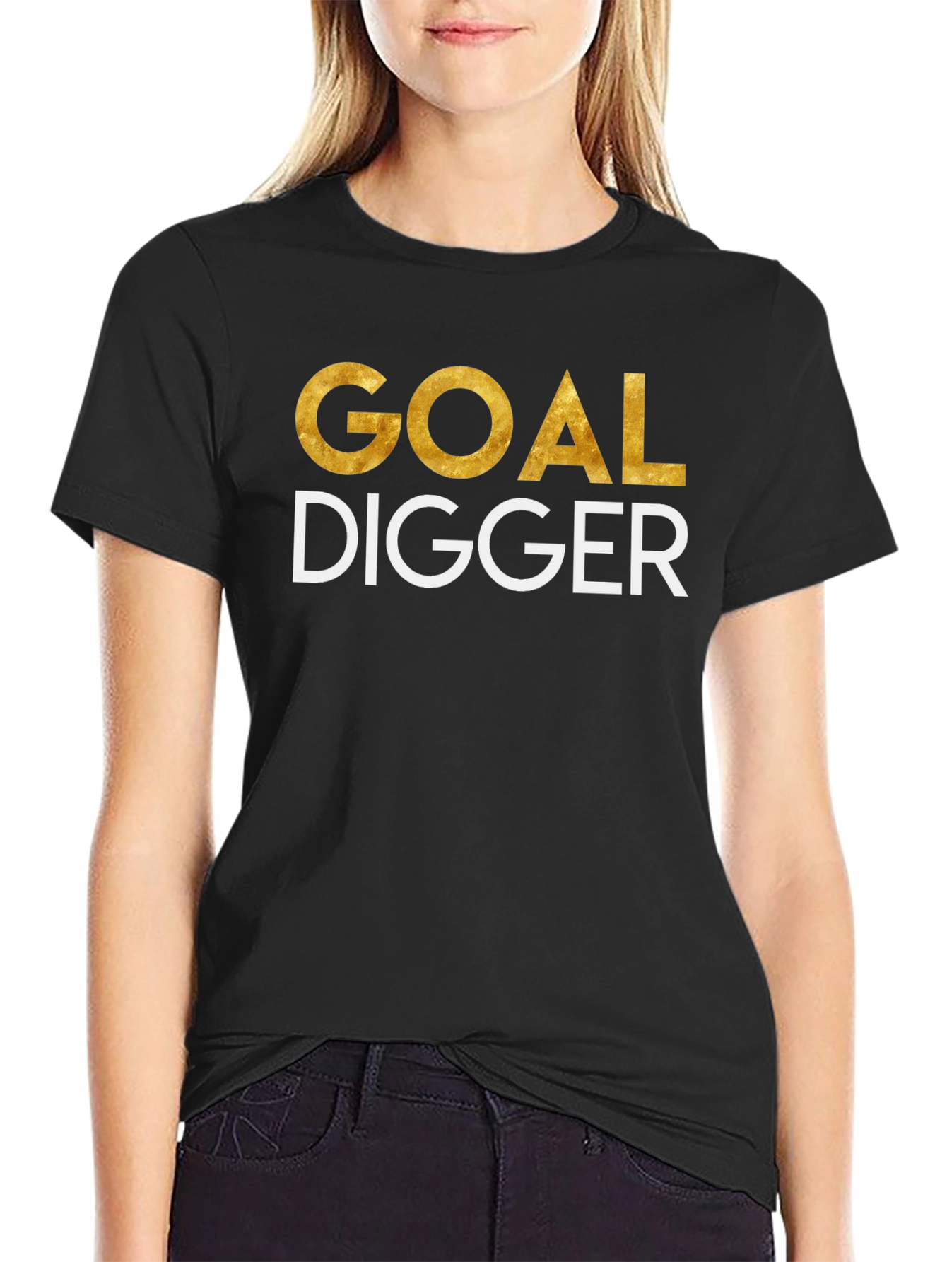 Black Goal Digger Tee - Motivational Black T-Shirt view 2