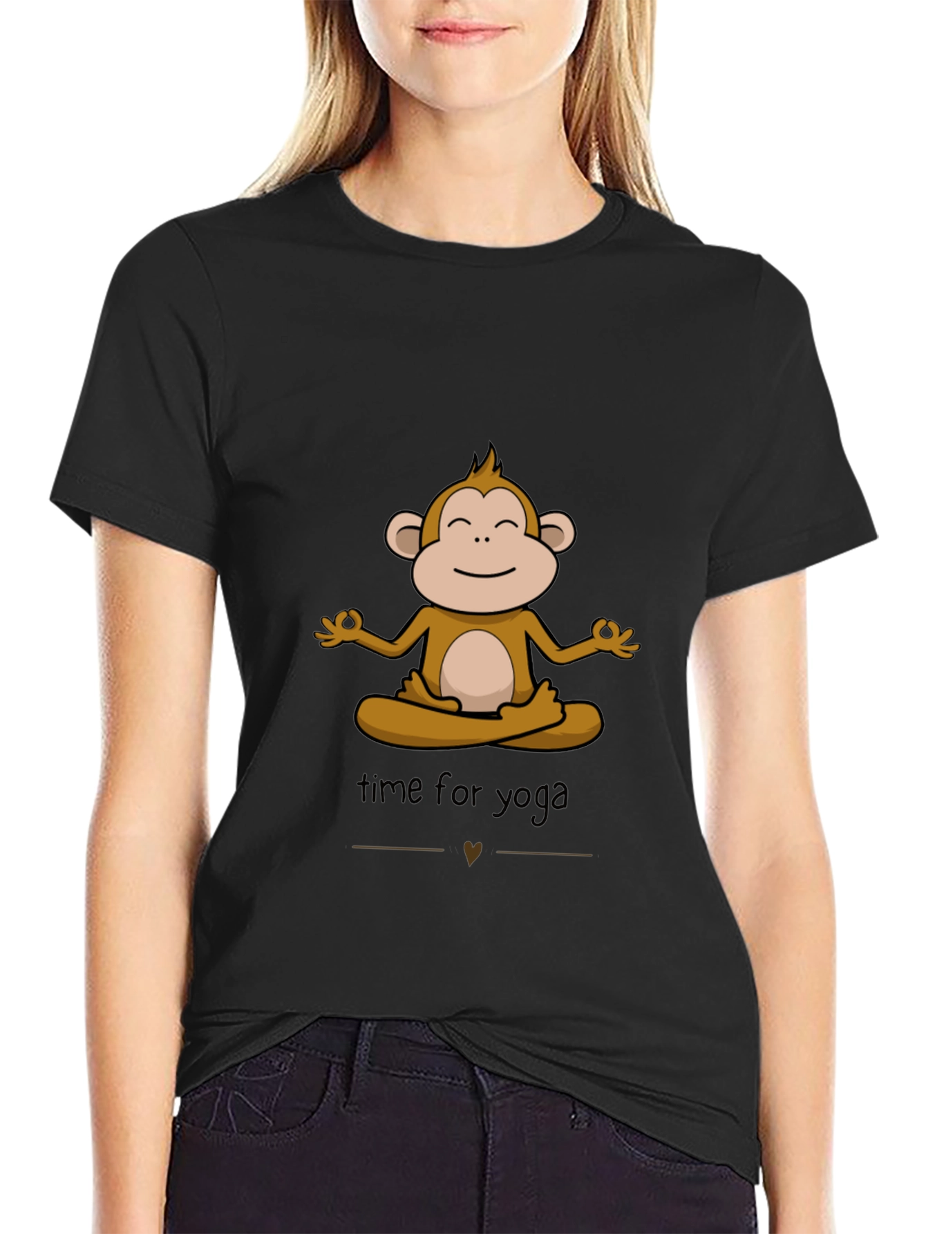Black Zen Monkey Yoga T-Shirt - Meditating Ape Graphic Tee view 2