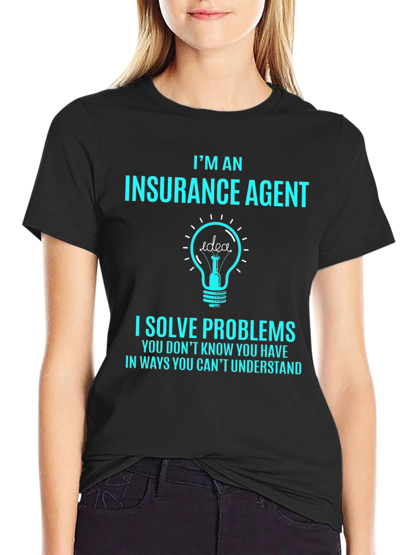 Black Insurance Agent Novelty T-Shirt - Problem Solver view 2