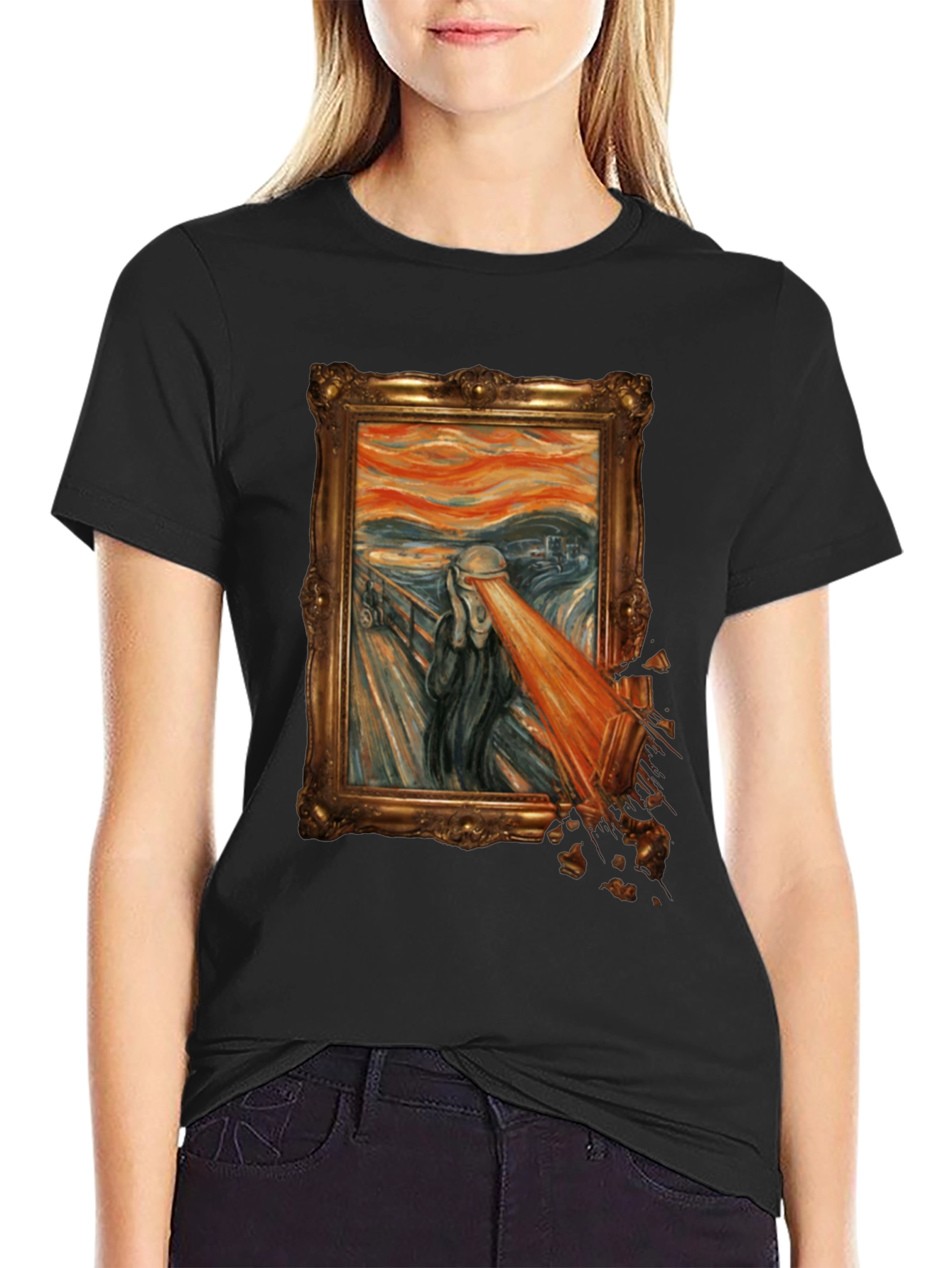 Black The Scream Parody Graphic Tee - Unique Art T-Shirt view 2