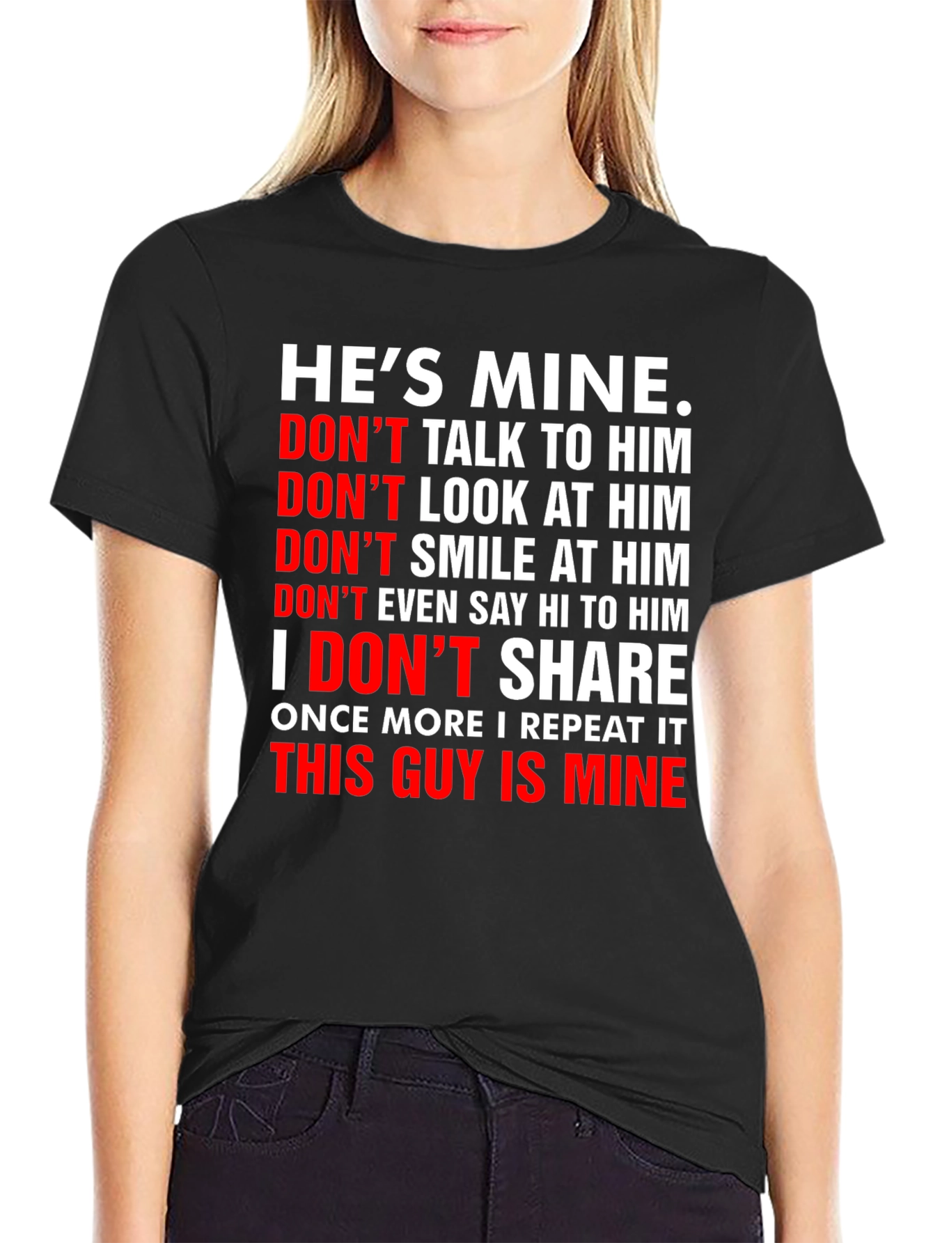 Black He's Mine Graphic Tee - Possessive Novelty T-Shirt view 2