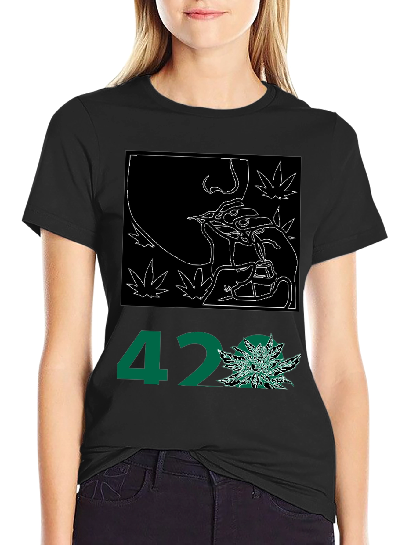 Black 420 Graphic Print Tee - Black view 2