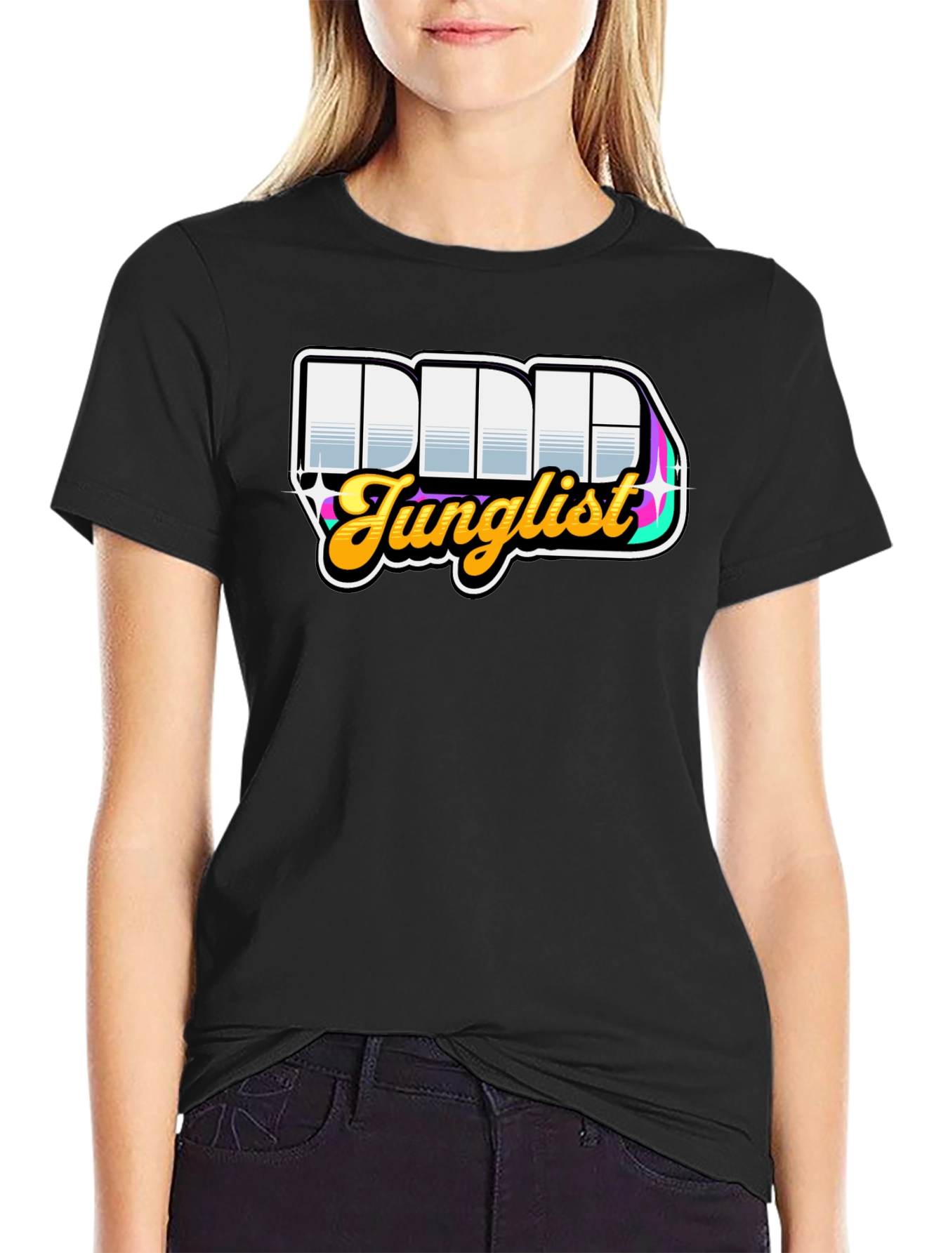 Black DDD Junglist Black Graphic T-Shirt view 2
