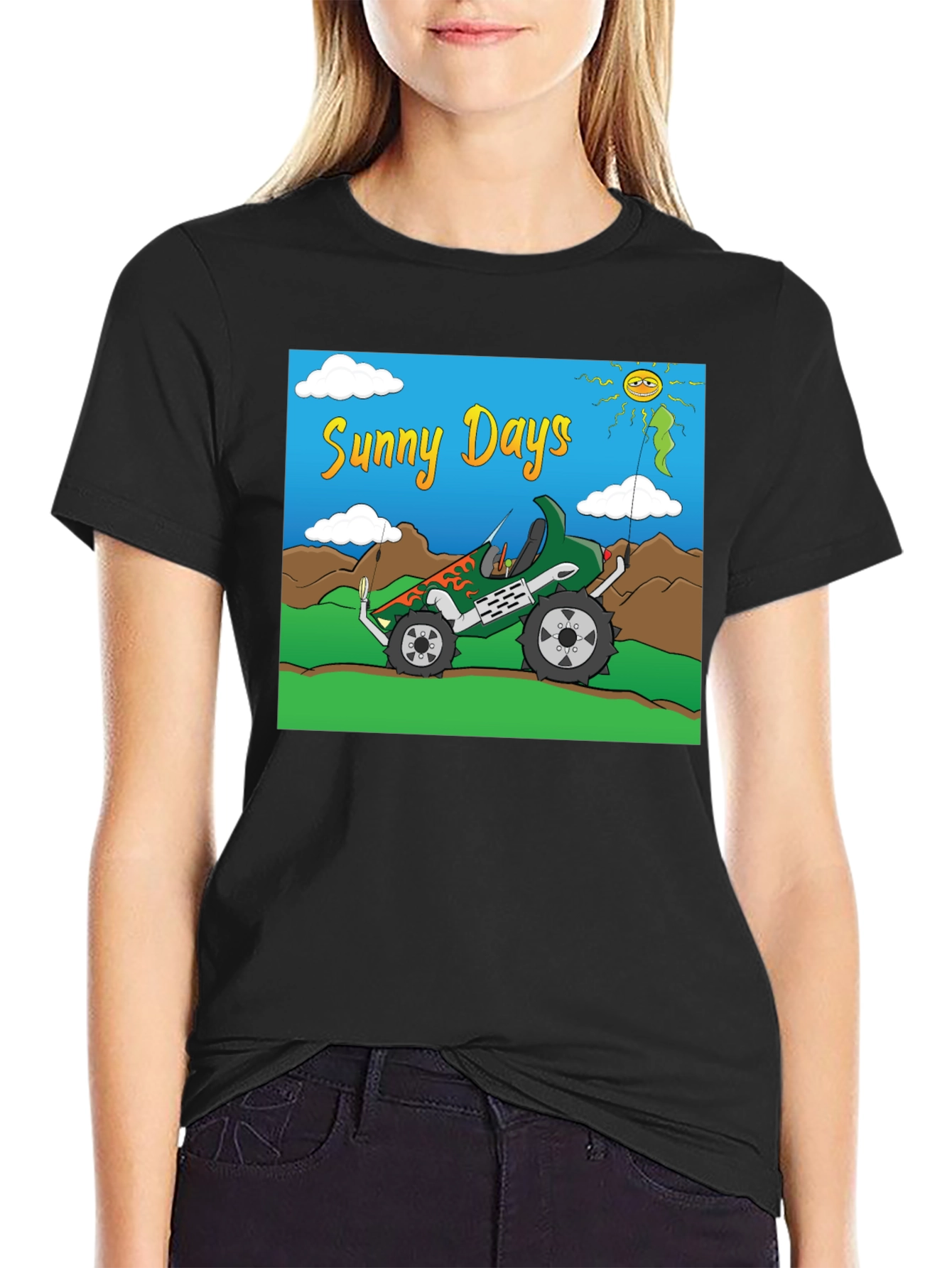 Black Sunny Days Monster Truck Graphic Tee view 2