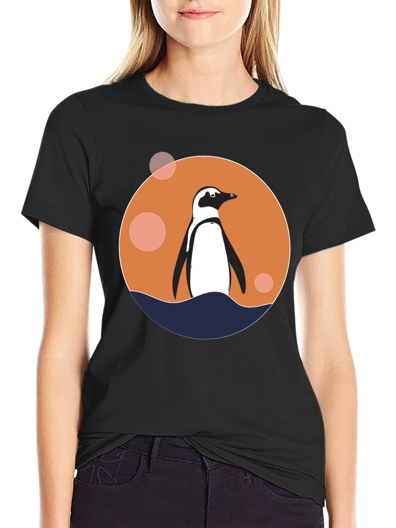 Black Penguin Graphic Black T-Shirt view 2