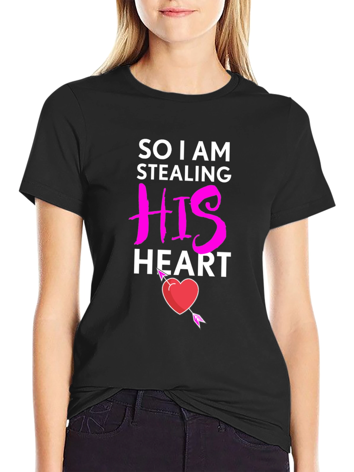 Black Stealing His Heart Valentine's Day T-Shirt view 2