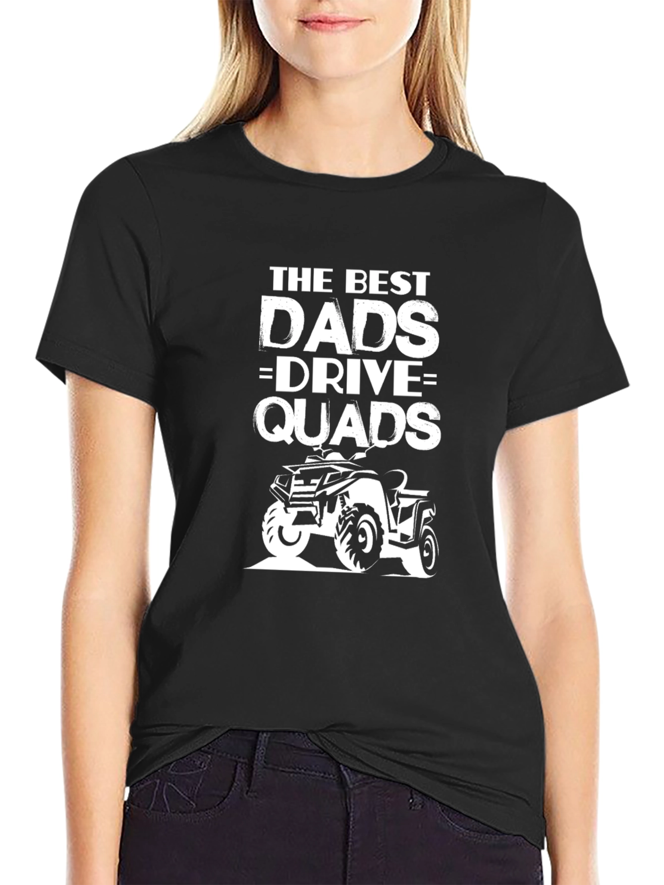 Black Best Dads Drive Quads Black T-Shirt view 2