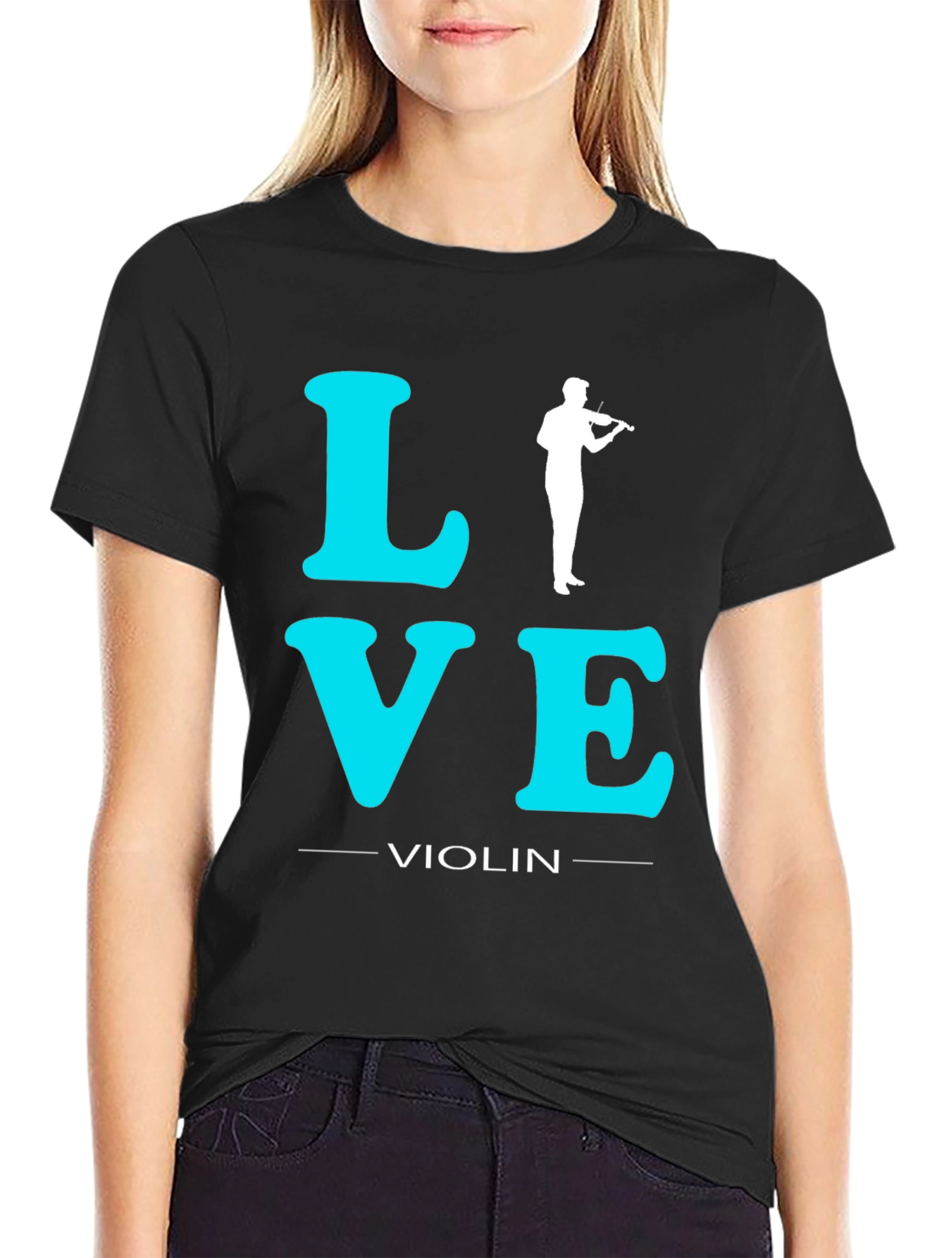Black Love Violin T-Shirt - Music Lover Tee view 2