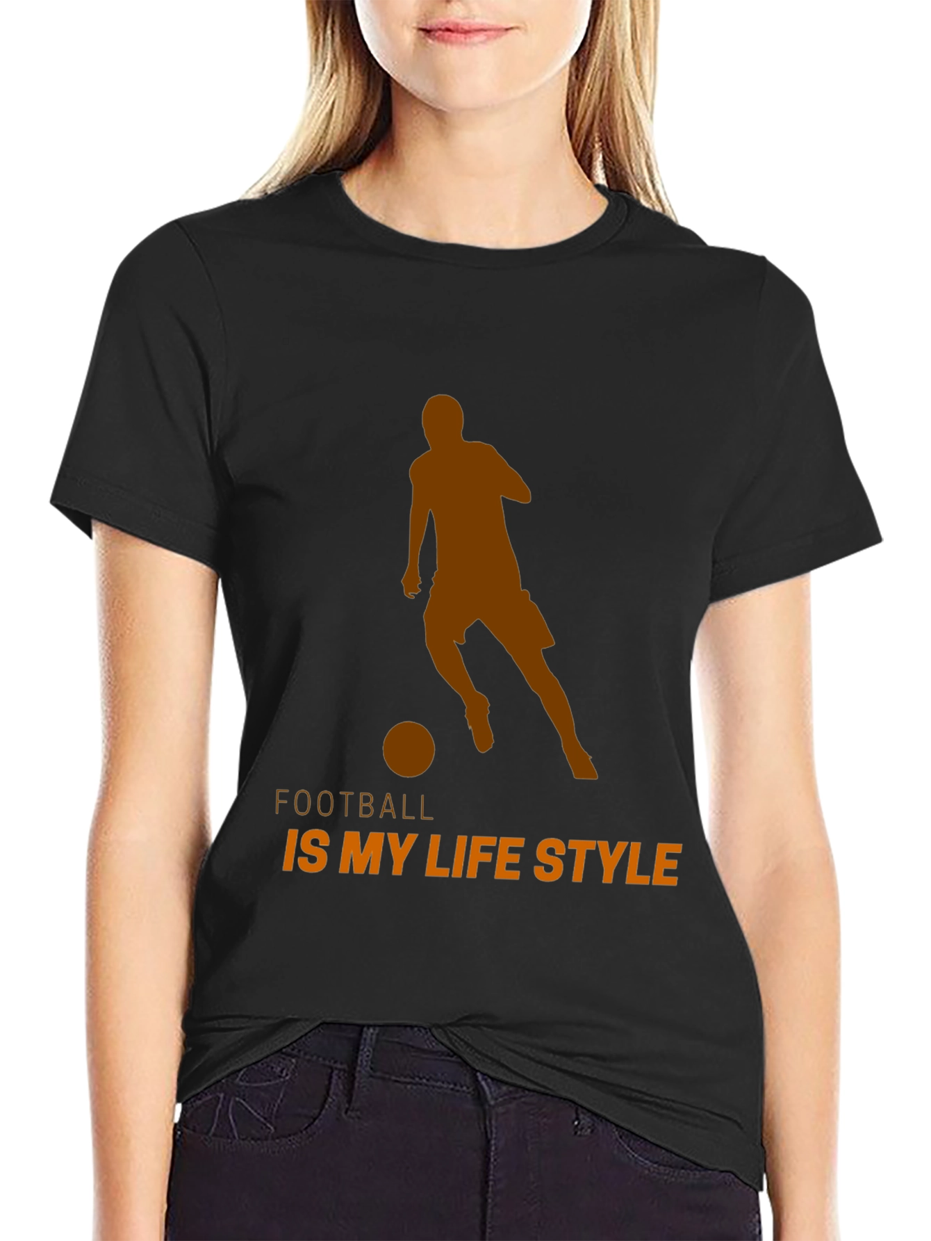Black Football is My Lifestyle T-Shirt - Black Cotton Tee view 2