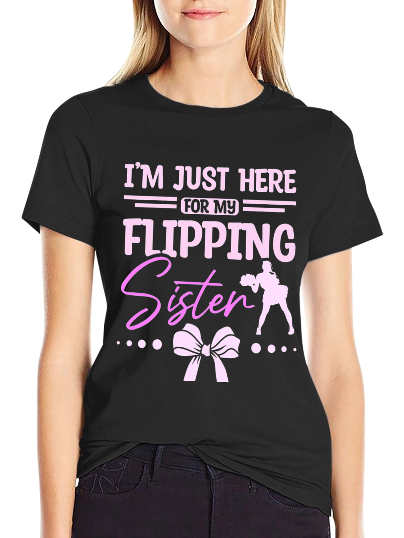 Black Flipping Sister Cheerleading T-Shirt view 2
